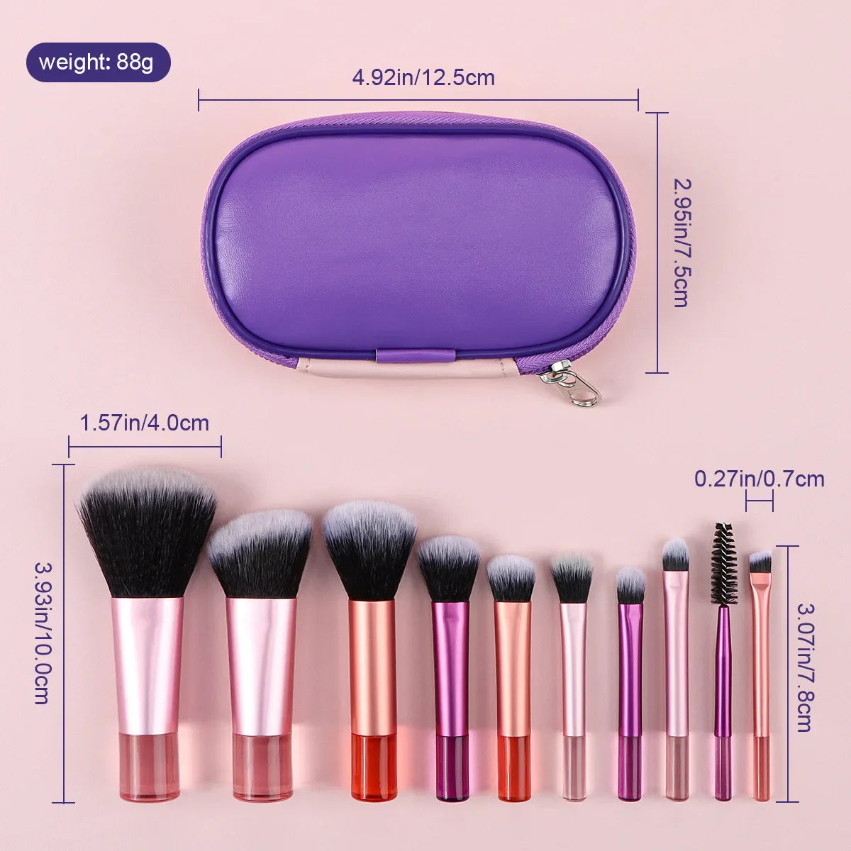 10 Piece Mini Makeup Brush Set Professional Tools