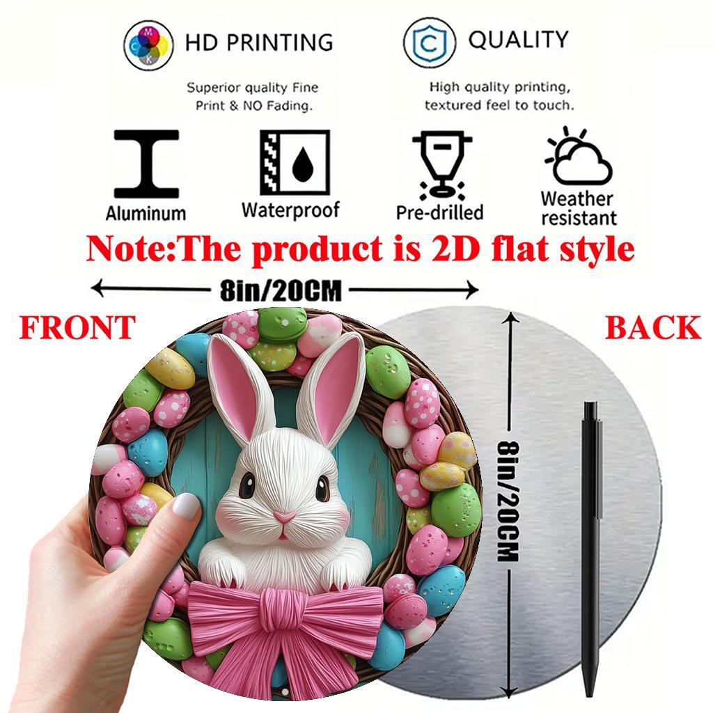 Aluminum Easter Bunny Wreath Wall Sign-3