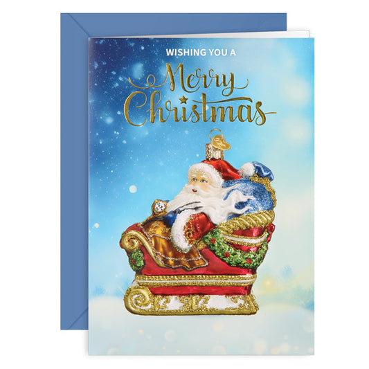 Santa In Sleigh Christmas Card-0