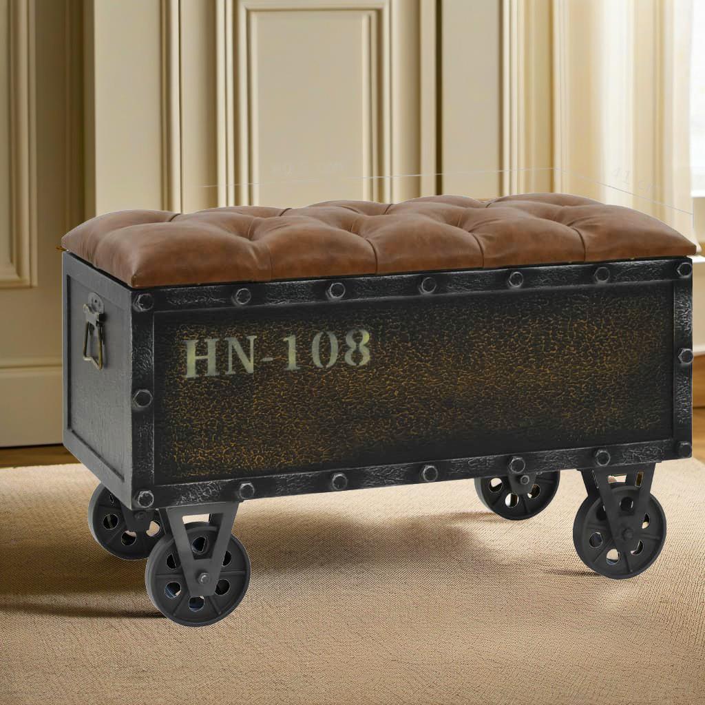 Stylish Solid Wood Storage Bench with Faux Leather Upholstery - 80.5x40cm-4