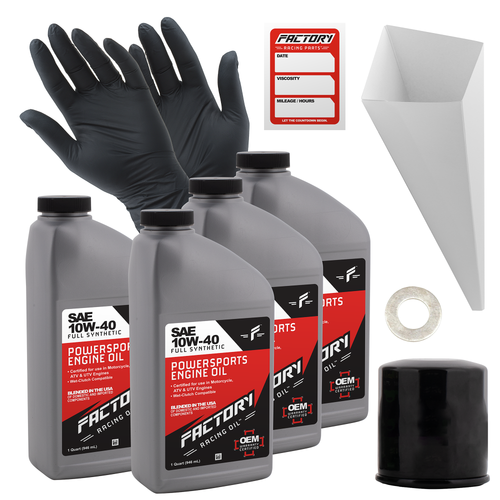 Factory Racing Parts SAE 10W-40 4qt Oil Change Kit Fits Kawasaki ZR800