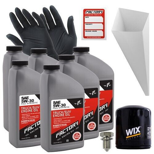 Factory Racing Parts Oil Change Kit Fits Chrysler PT-Cruiser 2.4L L4 2002-2010 5W-30 Full Synthetic Oil - 6 Quarts