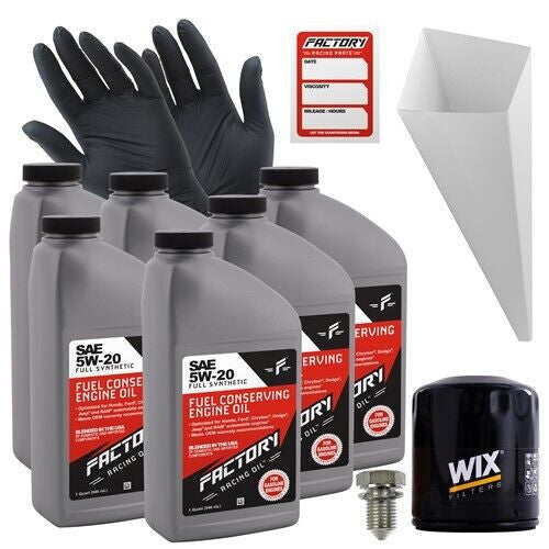 Factory Racing Parts Oil Change Kit Fits Dodge Magnum 2.7L V6 2005-2007 5W-20 Full Synthetic Oil - 6 Quarts