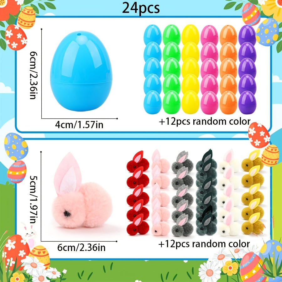 42pcs Colorful Easter Eggs with Stuffed Bunny Animals-3