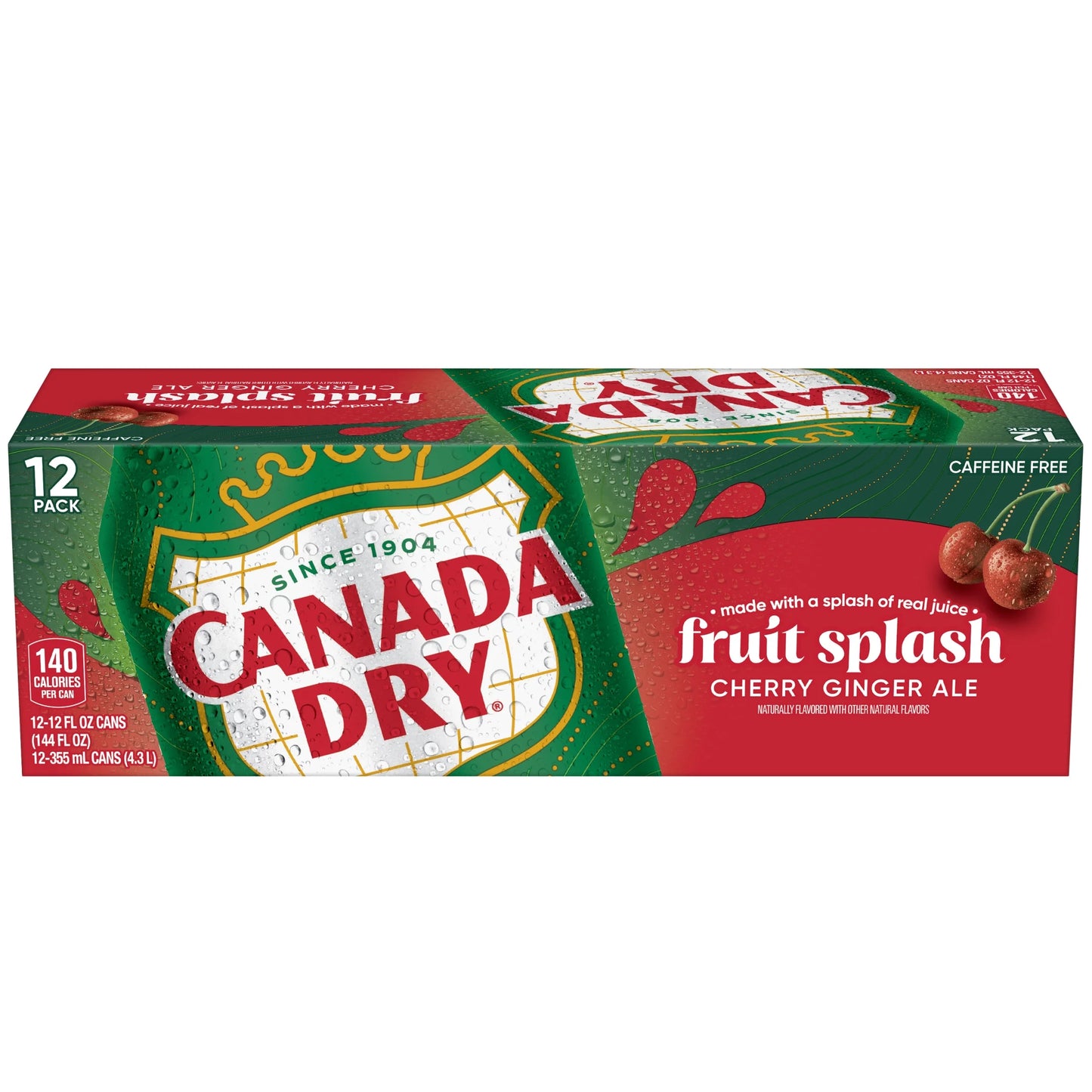 Caffeine Free Fruit Splash Cherry Ginger Ale Soda Pop, 12 Fl Oz, 12 Pack Cans