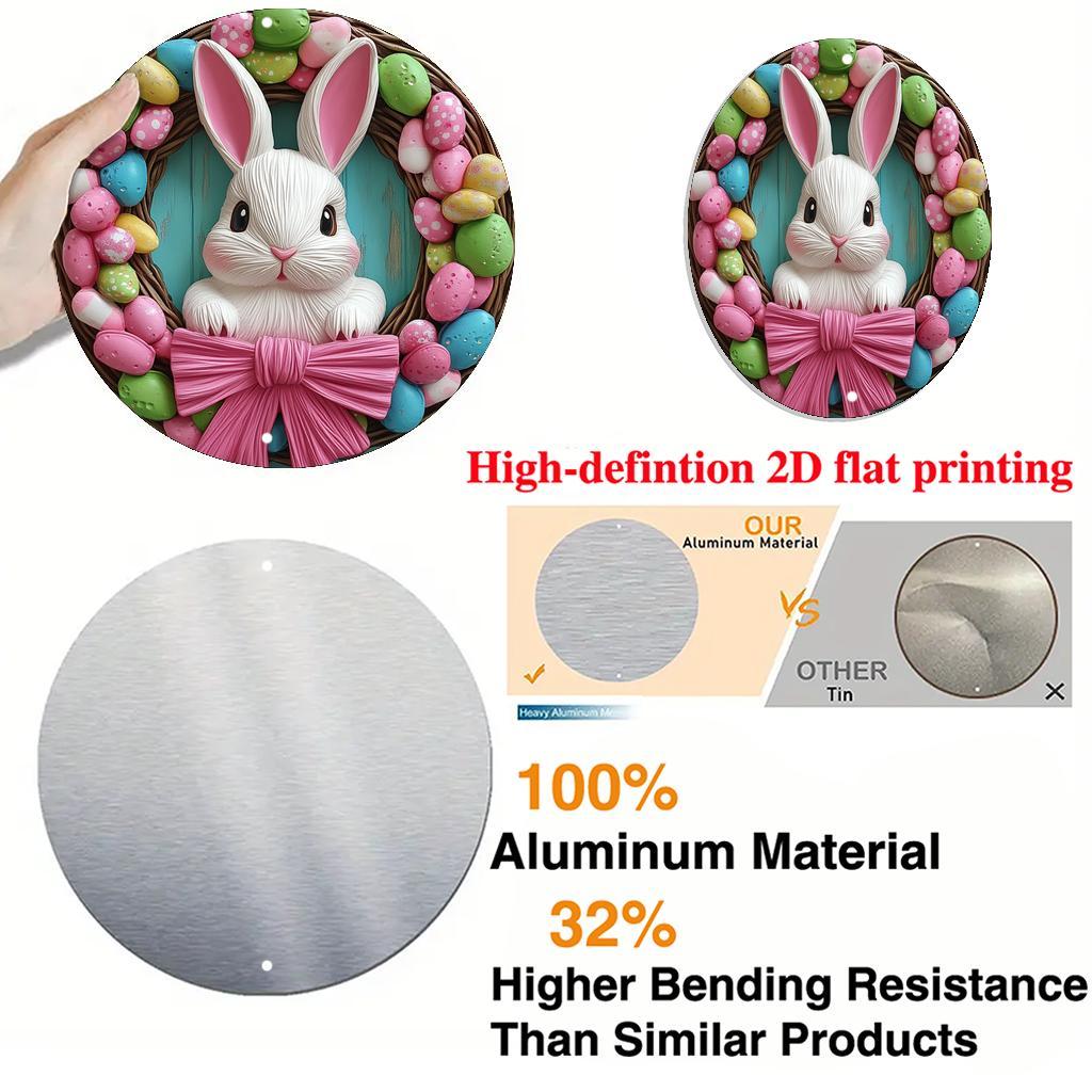 Aluminum Easter Bunny Wreath Wall Sign-2