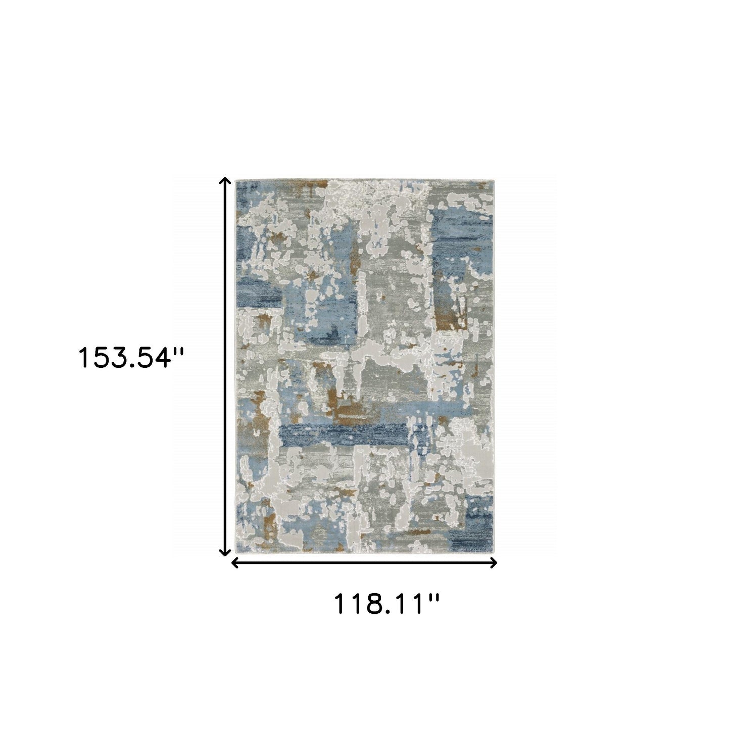 10' X 13' Grey Blue Navy Ivory And Brown Abstract Power Loom Stain Resistant Area Rug-2