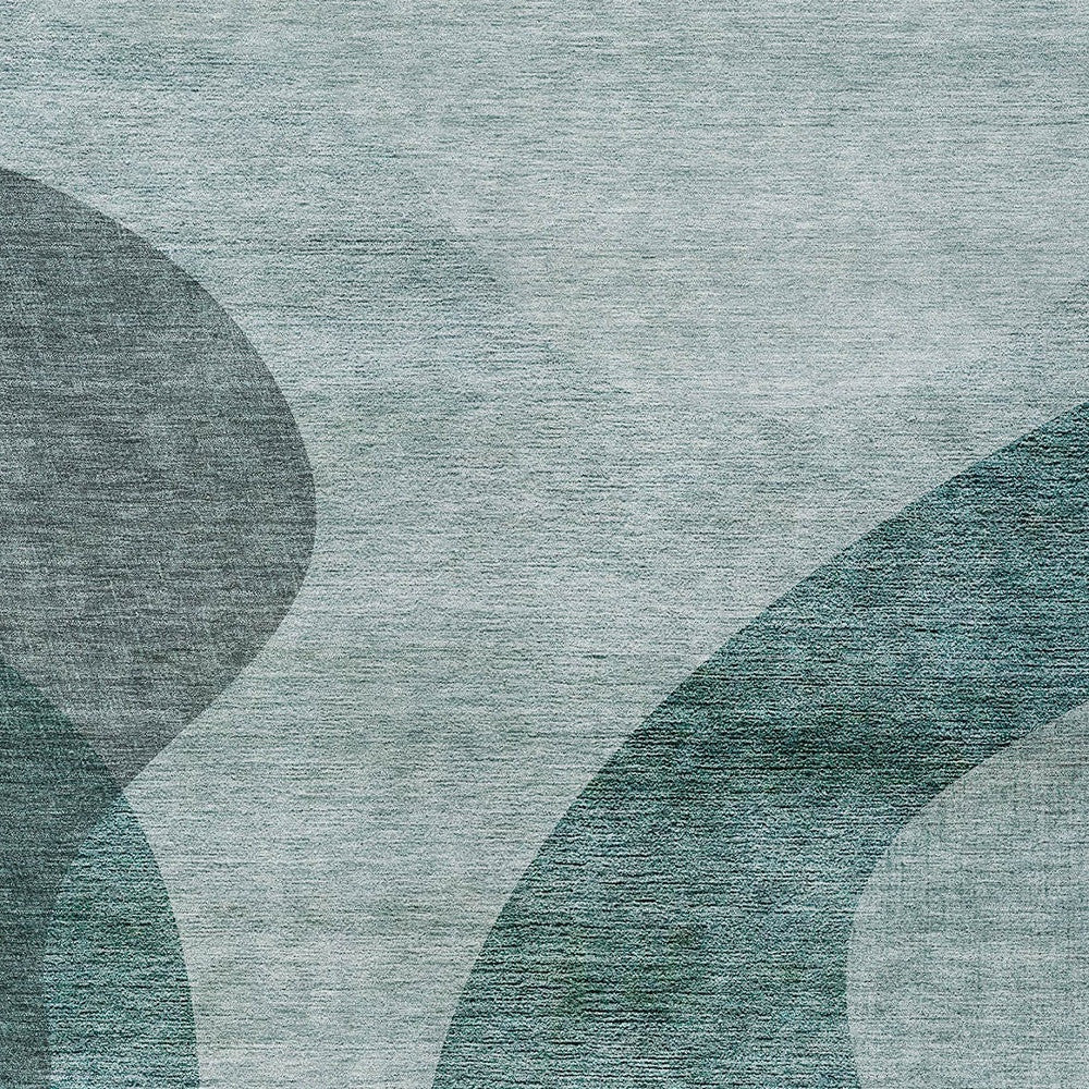 5' X 8' Green And Sage Abstract Washable Indoor Outdoor Area Rug-4