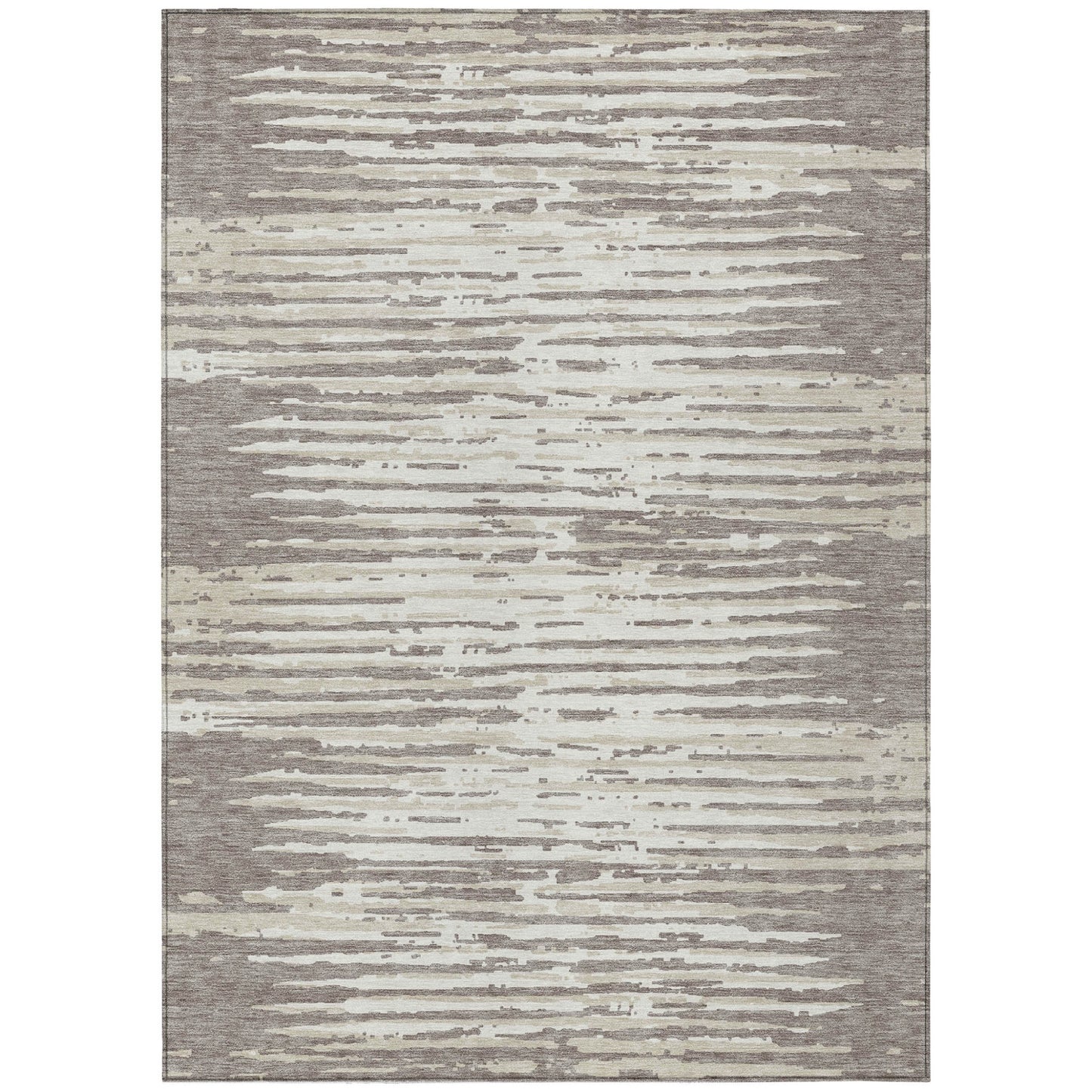 3' X 5' Taupe And Ivory Striped Washable Indoor Outdoor Area Rug-1