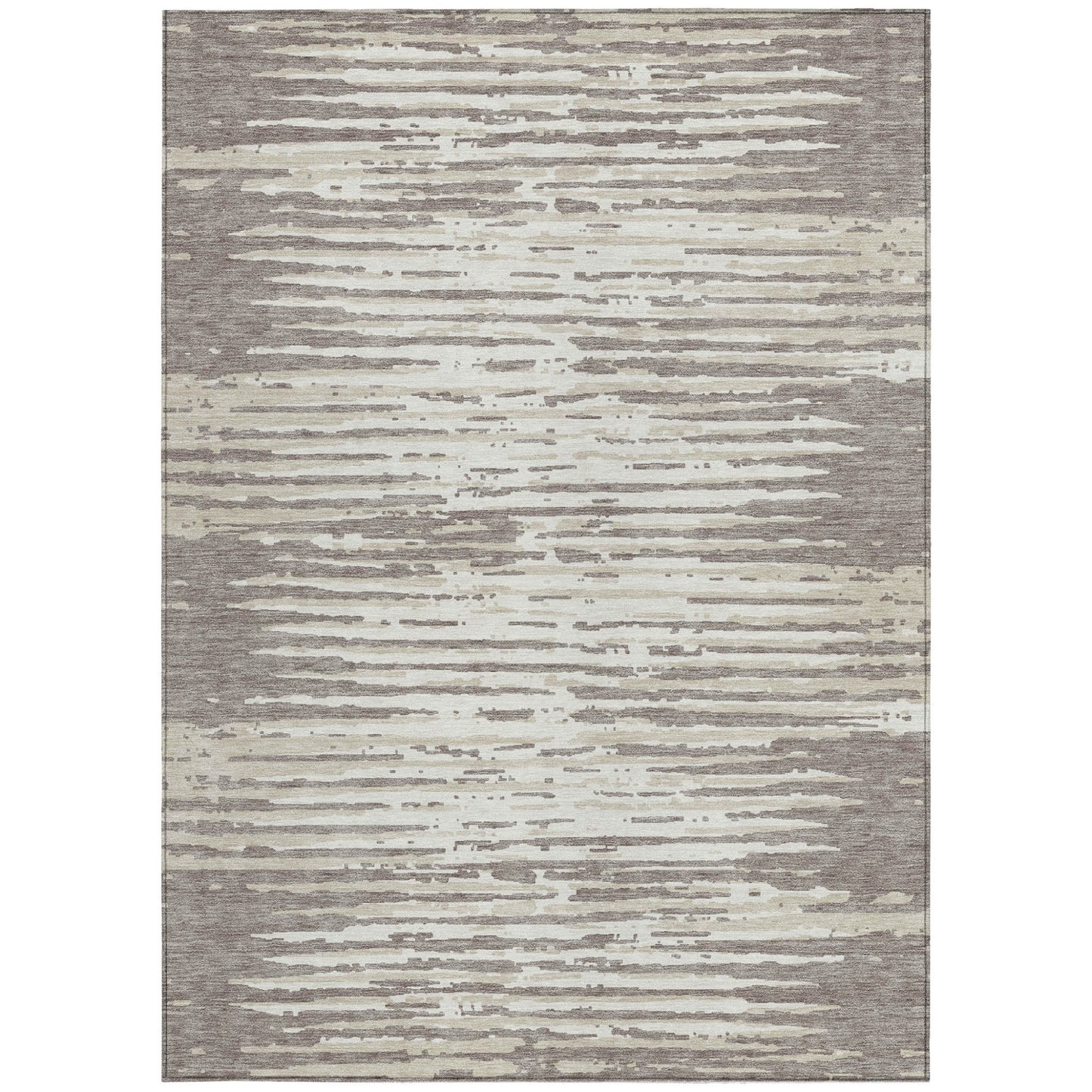 3' X 5' Taupe And Ivory Striped Washable Indoor Outdoor Area Rug-5