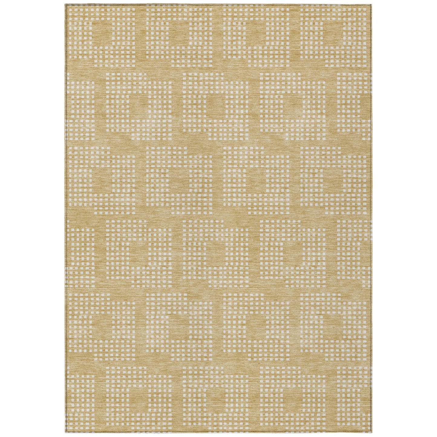 3' X 5' Gold And Ivory Geometric Washable Indoor Outdoor Area Rug-1