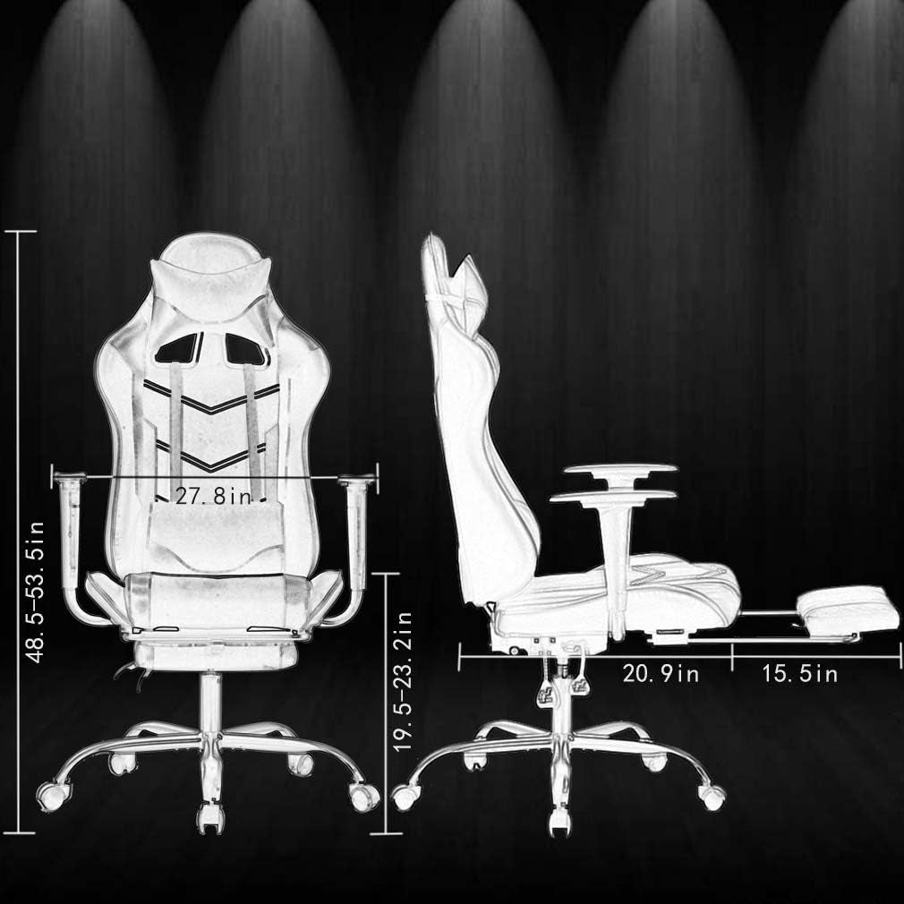 Gaming Chair with Footrest,Ergonomic Office Chair,Adjustable Swivel Desk Chair,Reclining Computer Lumbar Support and Headrest,Racing Style Video Gamer (Blue)
