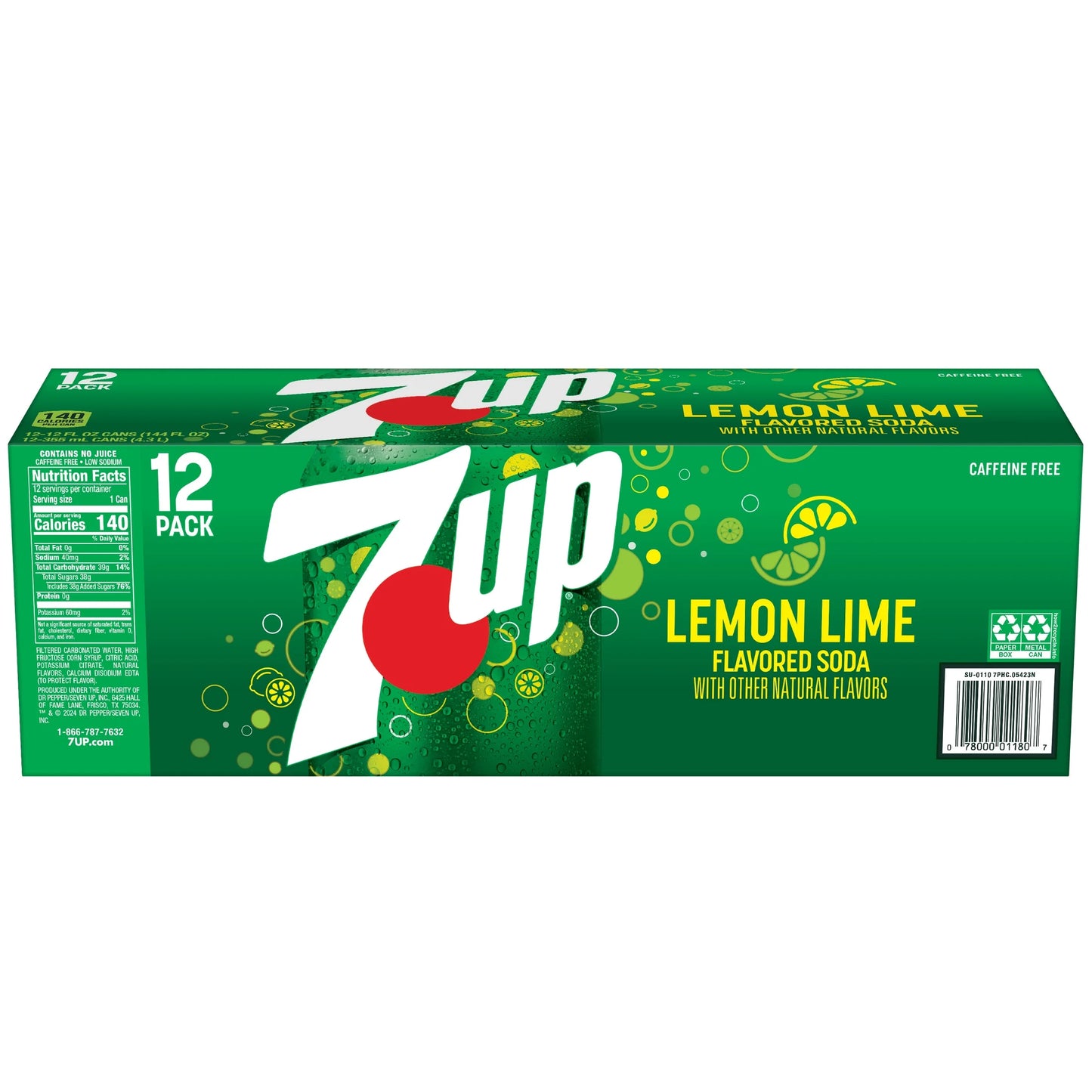 Lemon Lime Soda, 12 Fl Oz Cans, 12 Pack, Allergens Not Contained
