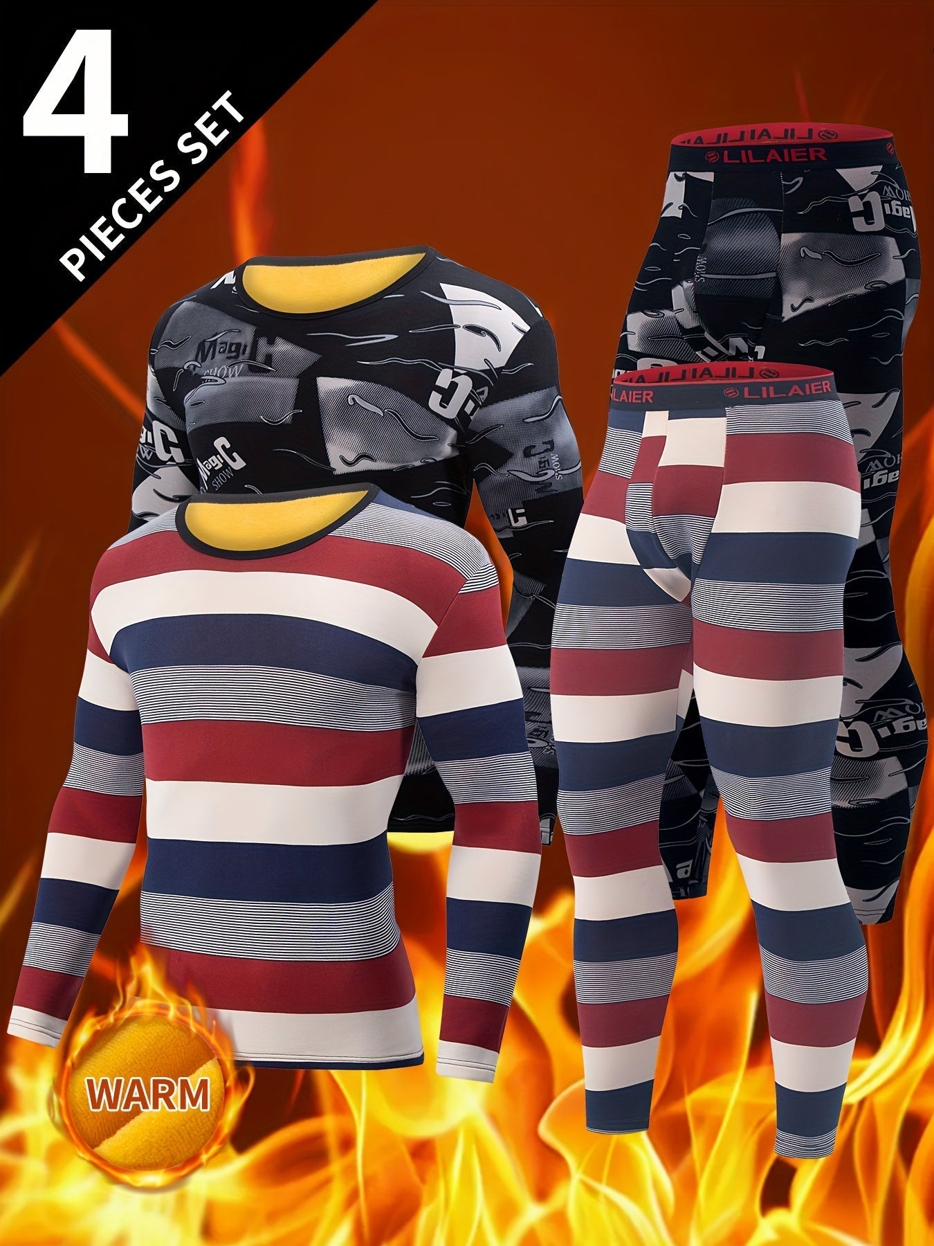 Men's Winter Thermal Ski Underwear Set (4PCS)-1