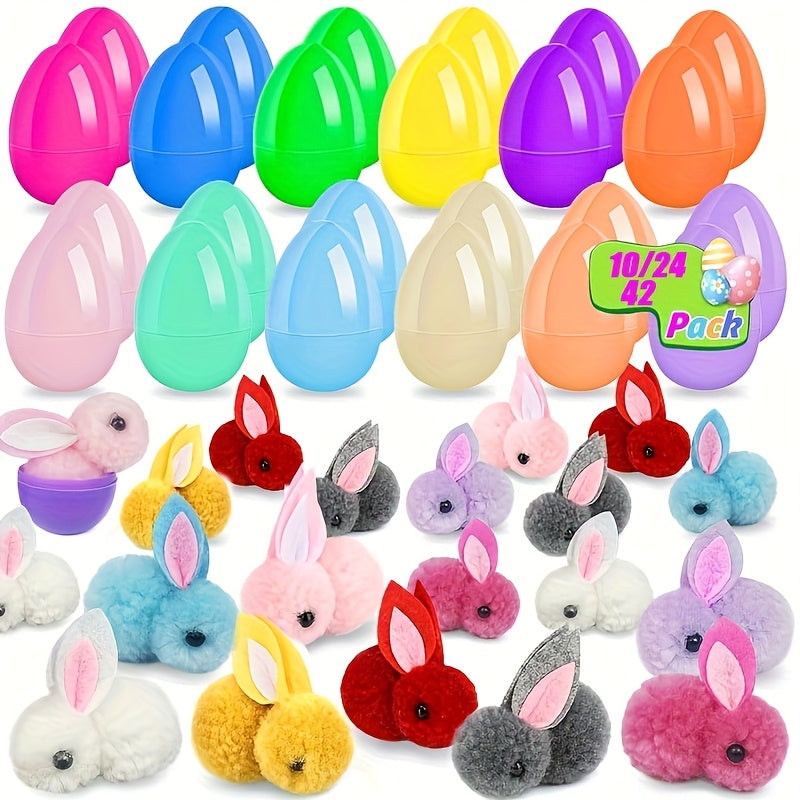 42pcs Colorful Easter Eggs with Stuffed Bunny Animals-1