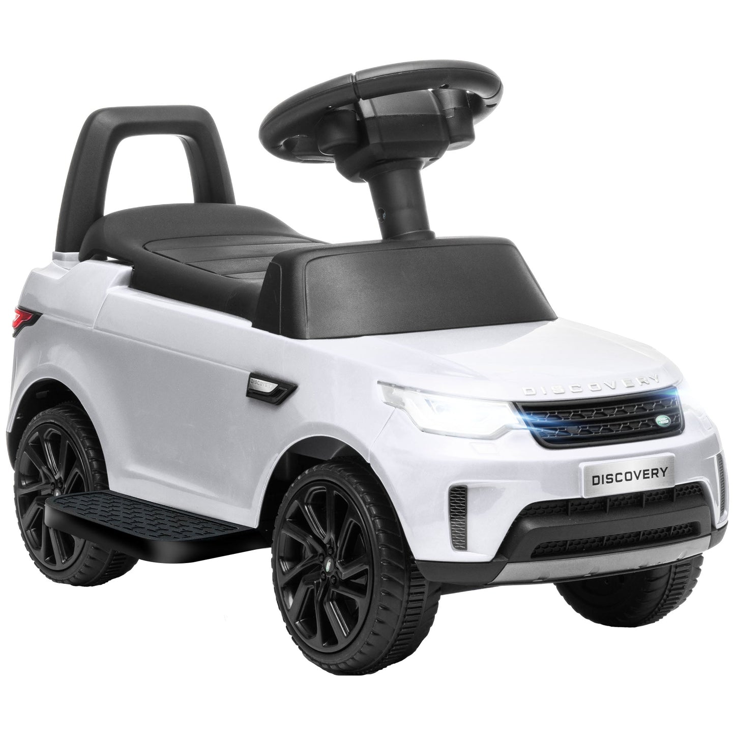 PlayPatch™ 2 in 1 Land Rover Licensed 6V Kids Electric Ride On Car Sliding Car w/ Headlights Music, for 18-60 Months White