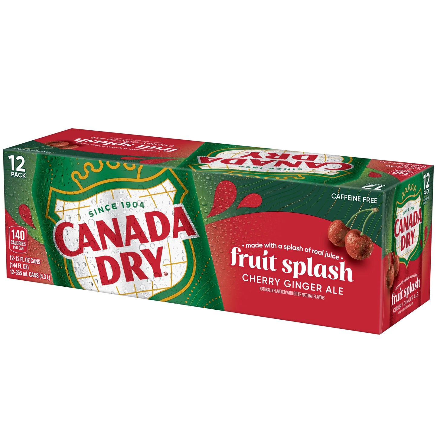 Caffeine Free Fruit Splash Cherry Ginger Ale Soda Pop, 12 Fl Oz, 12 Pack Cans