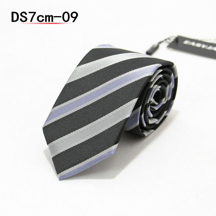 Business 7cm Striped Professional Narrow Casual Black Tie