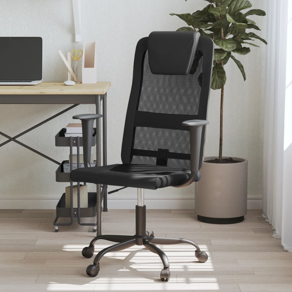 vidaXL Office Chair Office Computer Desk Chair Mesh Fabric and Faux Leather