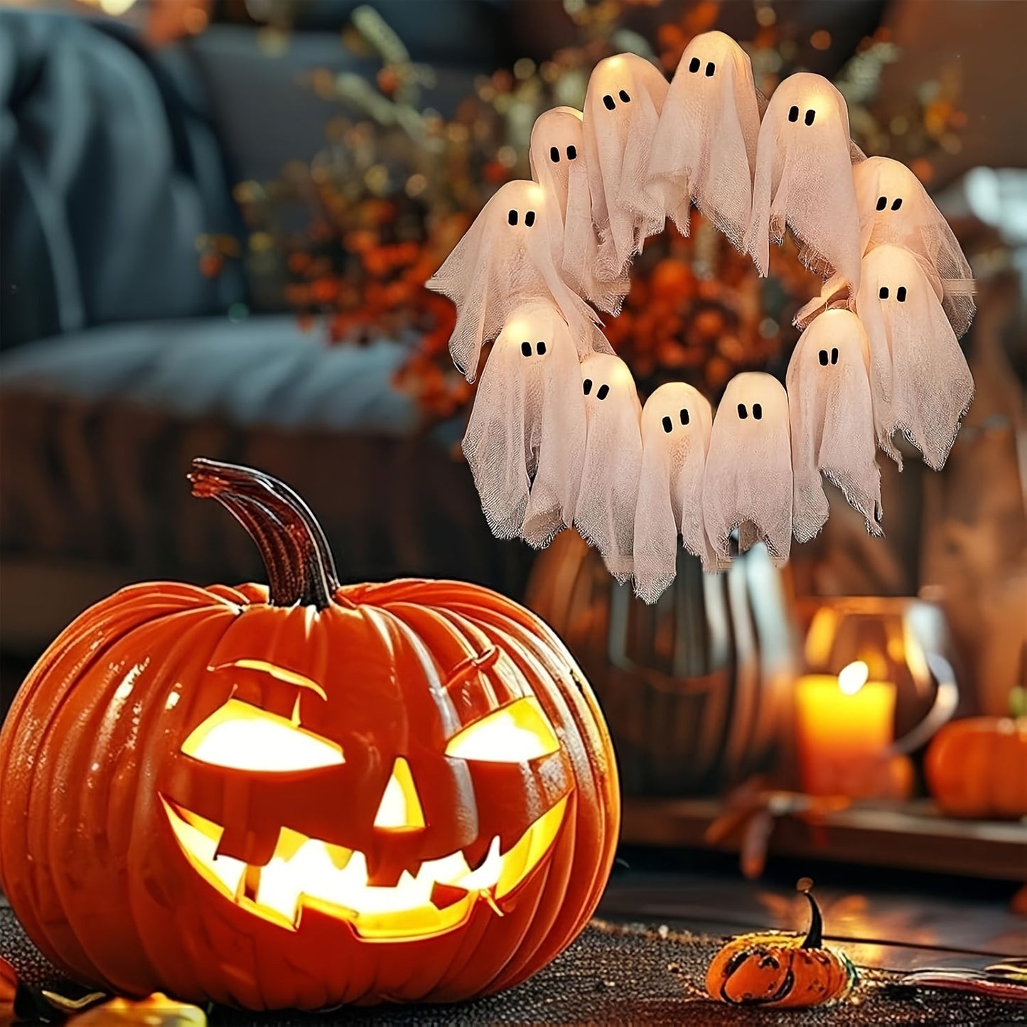 Everyday Festive™ Halloween Ghost Garland Fabric Party Decoration