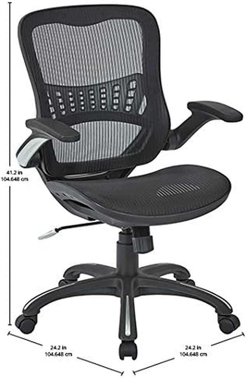Office Star Ventilated Manager'S Office Desk Chair with Breathable Mesh Seat and Back, Black Base, Black