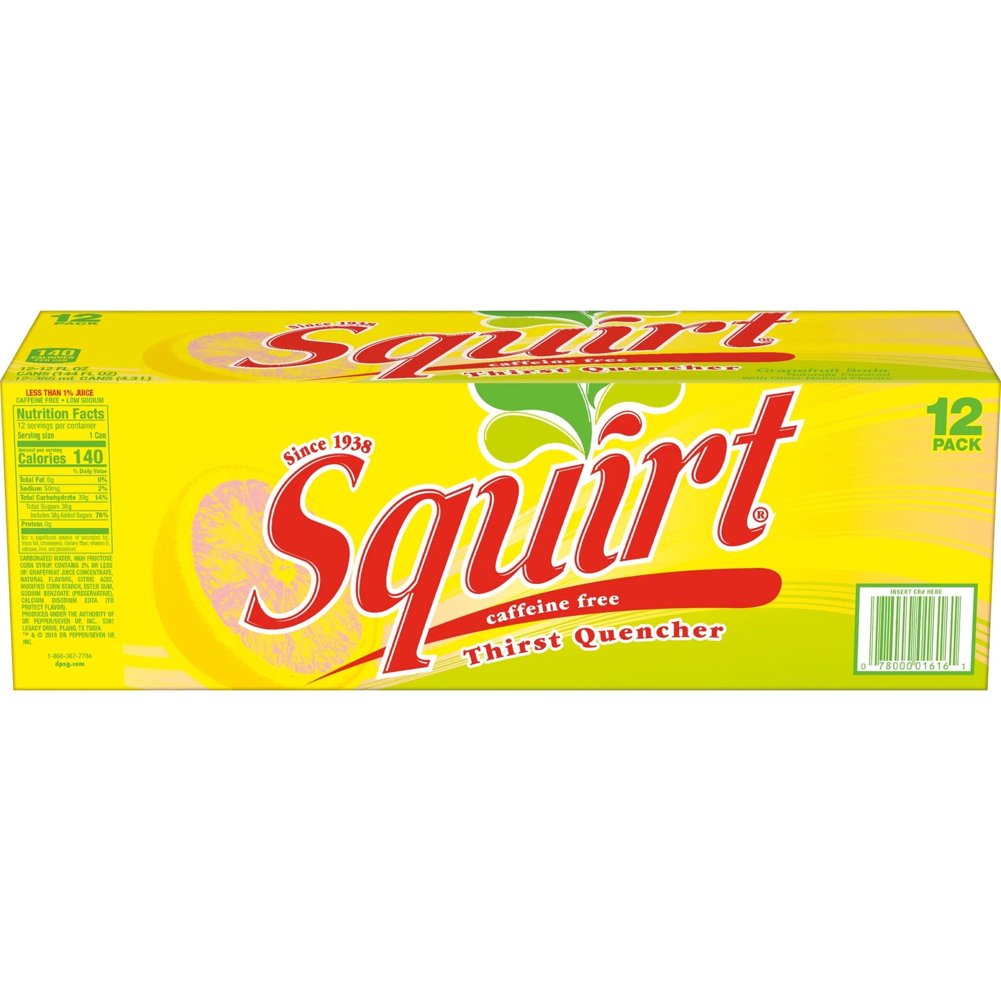 PR Caffeine Free Grapefruit Soda Pop, 12 Fl Oz, 12 Pack Cans