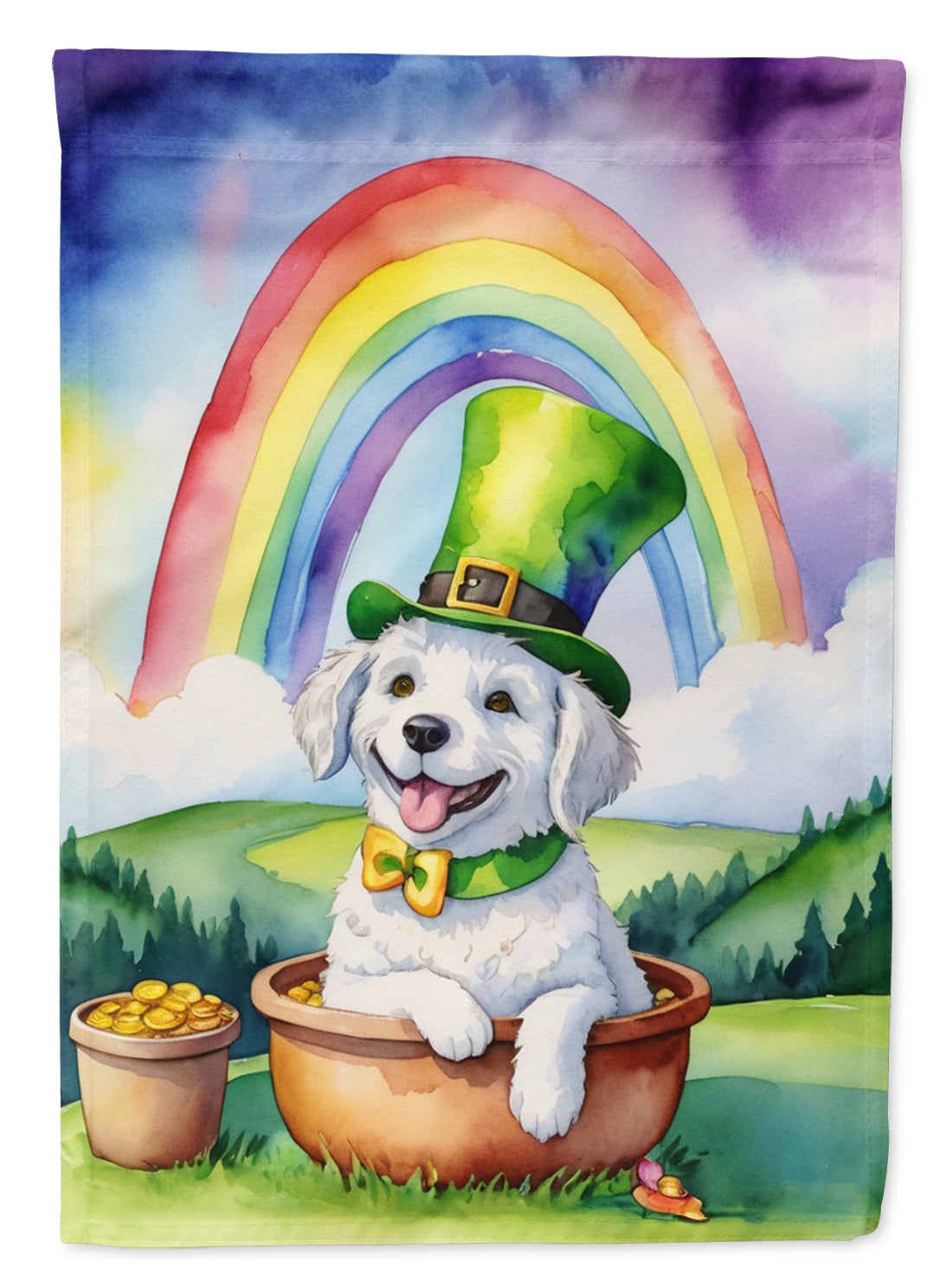 Kuvasz St Patrick's Day Garden Flag