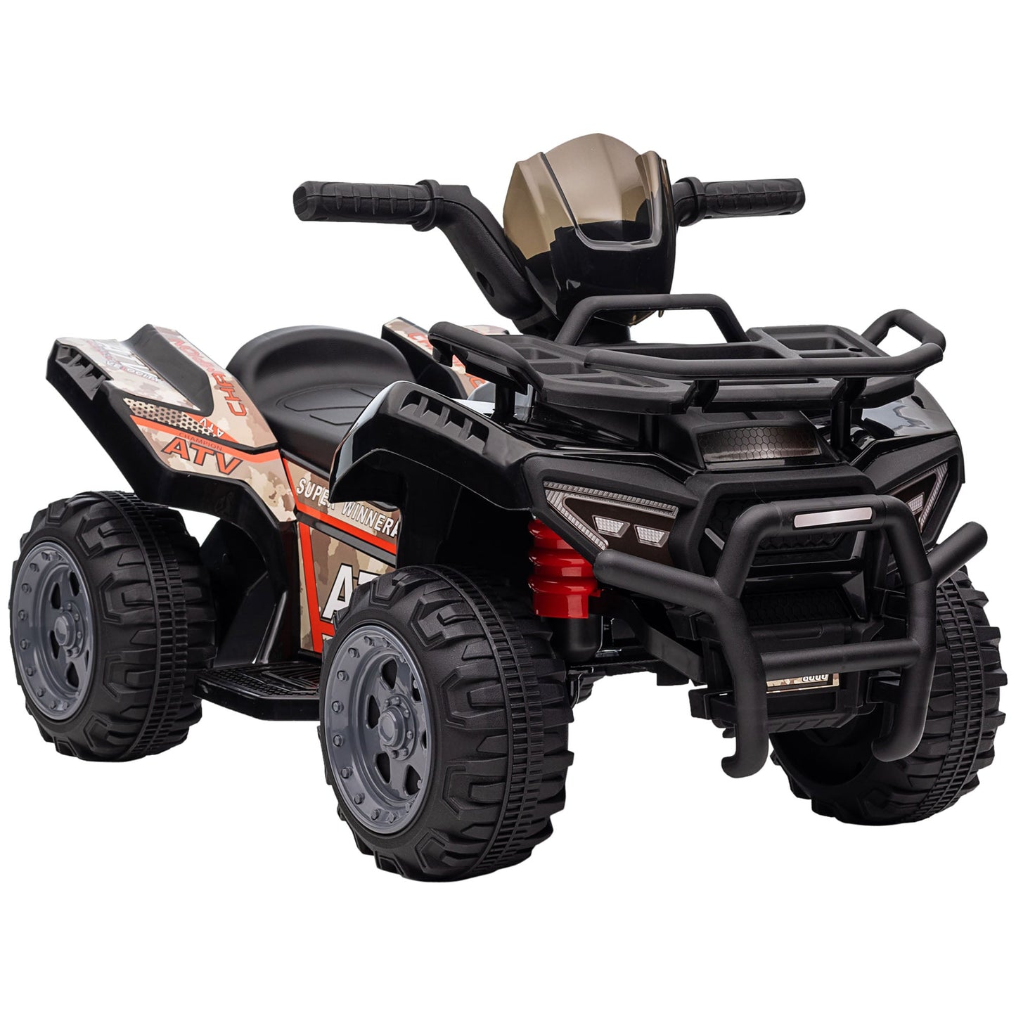 PlayPatch™ Kids Ride-on Four Wheeler ATV Car with Real Working Headlights, 6V Battery Powered Motorcycle for 18-36 Months, Black