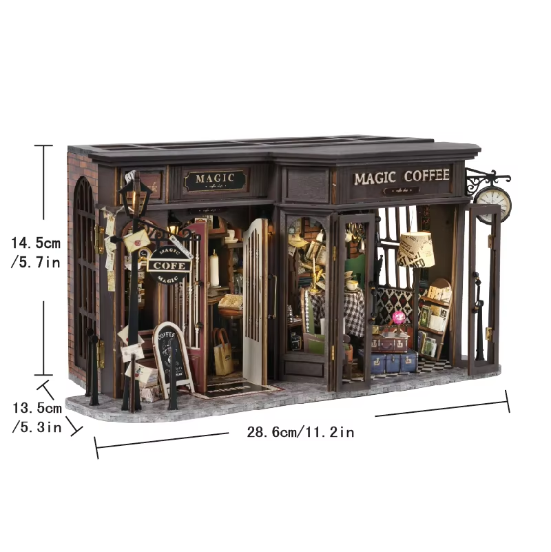 Magic Coffee Dollhouse Kit - Miniature Wizardi Roombox Kit-1