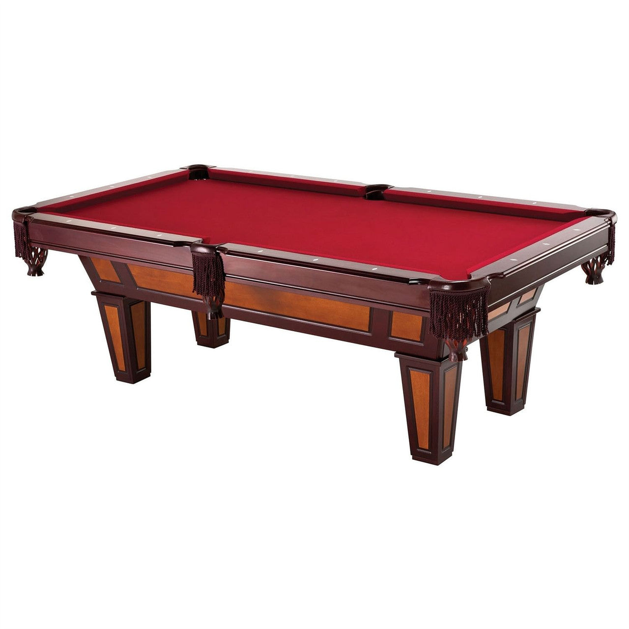 PlayPatch™ 7 Ft Pool Table with Red Burgundy Wool Top and Fringe Drop Pockets