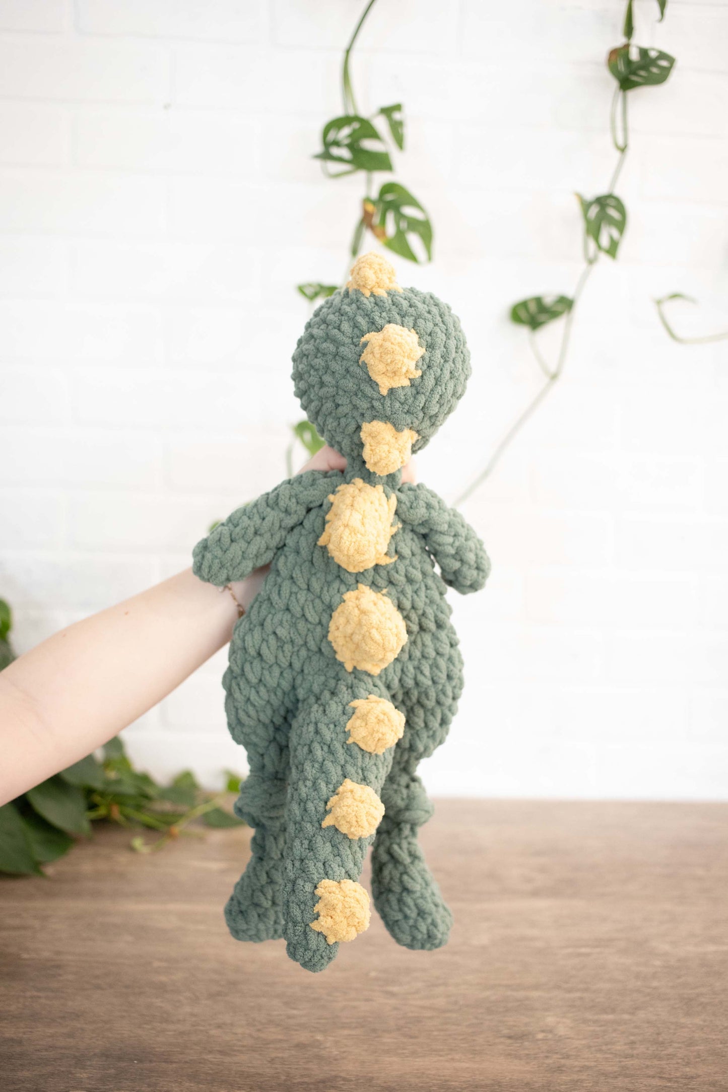 Dinosaur Lovey, Crochet Stuffed Animal, Dino Snuggler-4