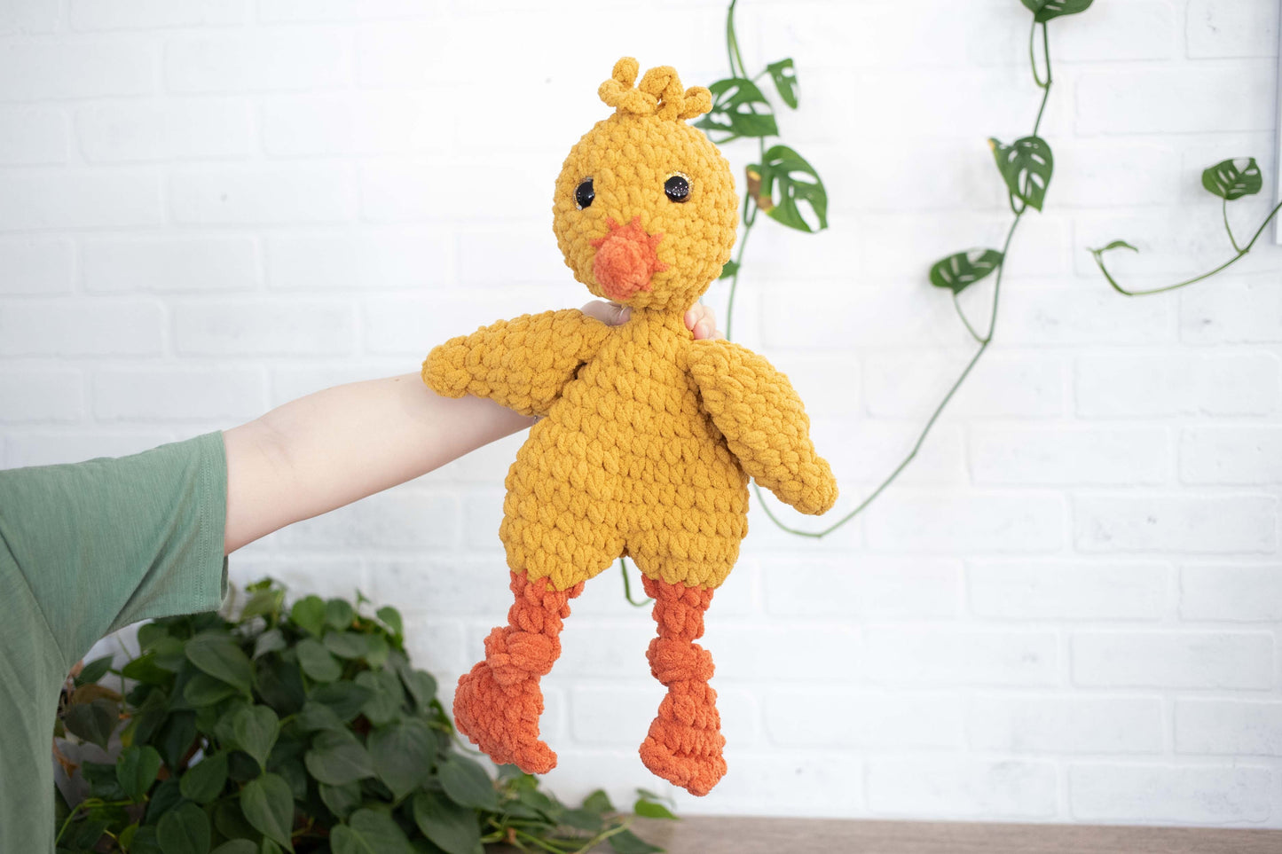 Crochet Chick Lovey, Crochet Stuffed Animal, Amigurumi Chickie Snuggler-3