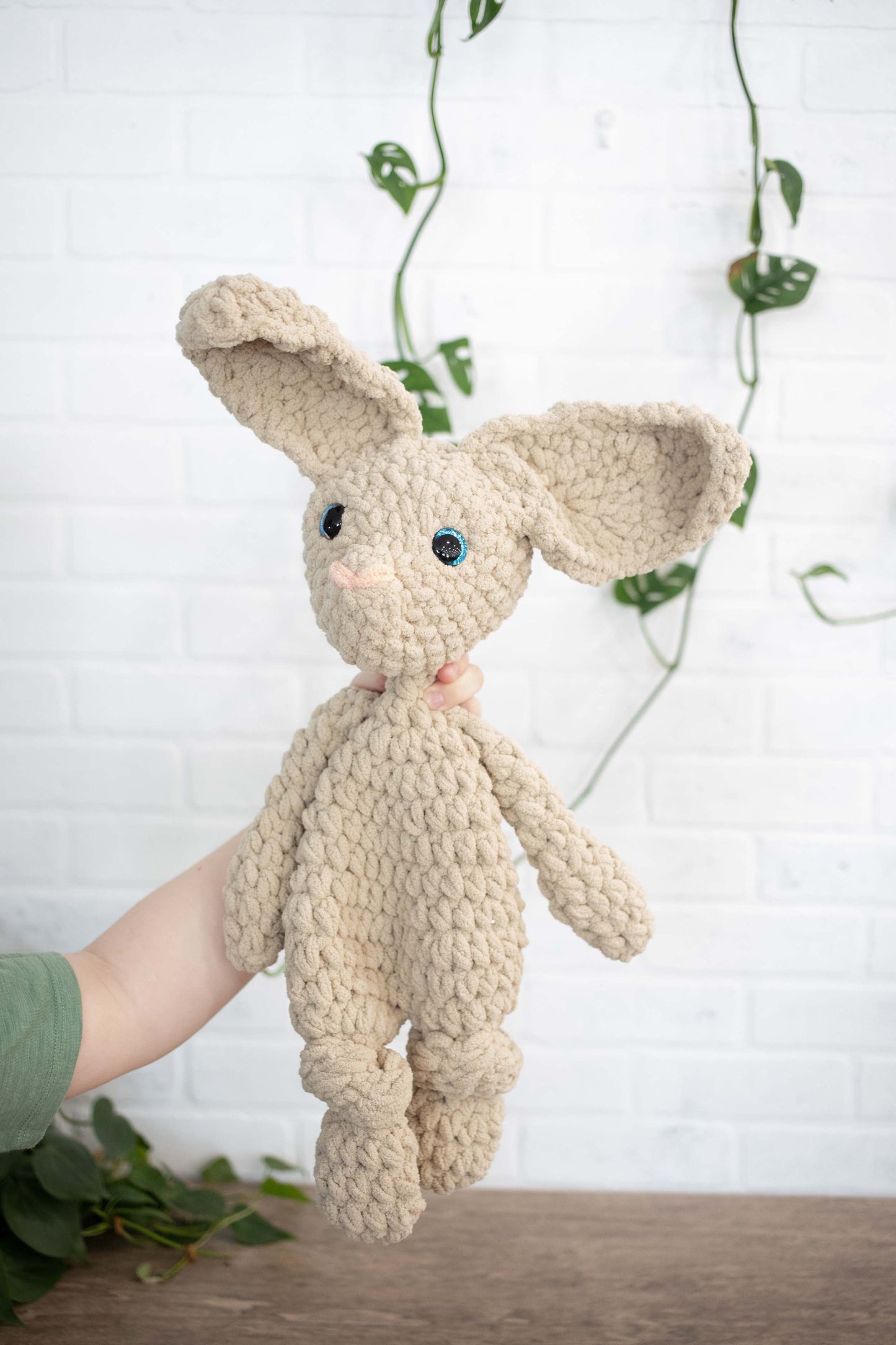 Crochet Bunny Dog Lovey, Crochet Stuffed Animal, Amigurumi Bunny Snuggler-2