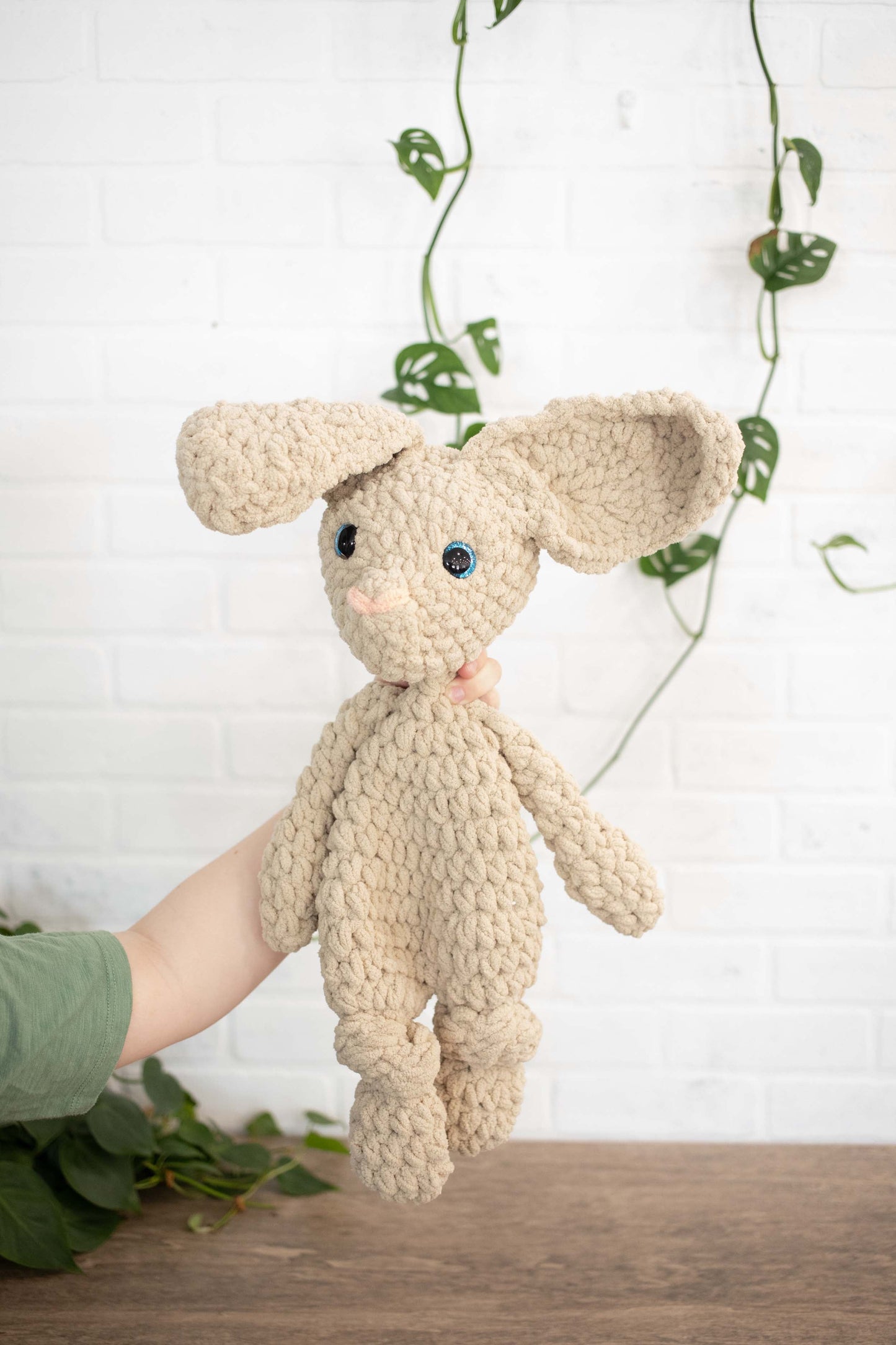 Crochet Bunny Dog Lovey, Crochet Stuffed Animal, Amigurumi Bunny Snuggler-1