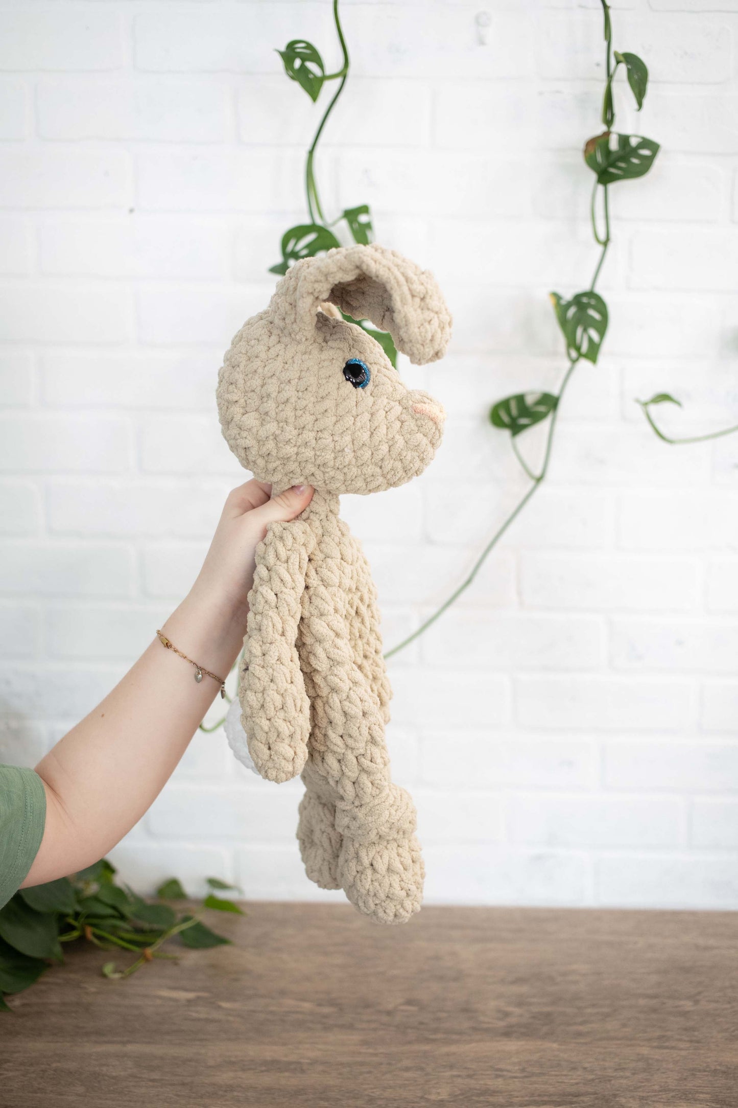 Crochet Bunny Dog Lovey, Crochet Stuffed Animal, Amigurumi Bunny Snuggler-3