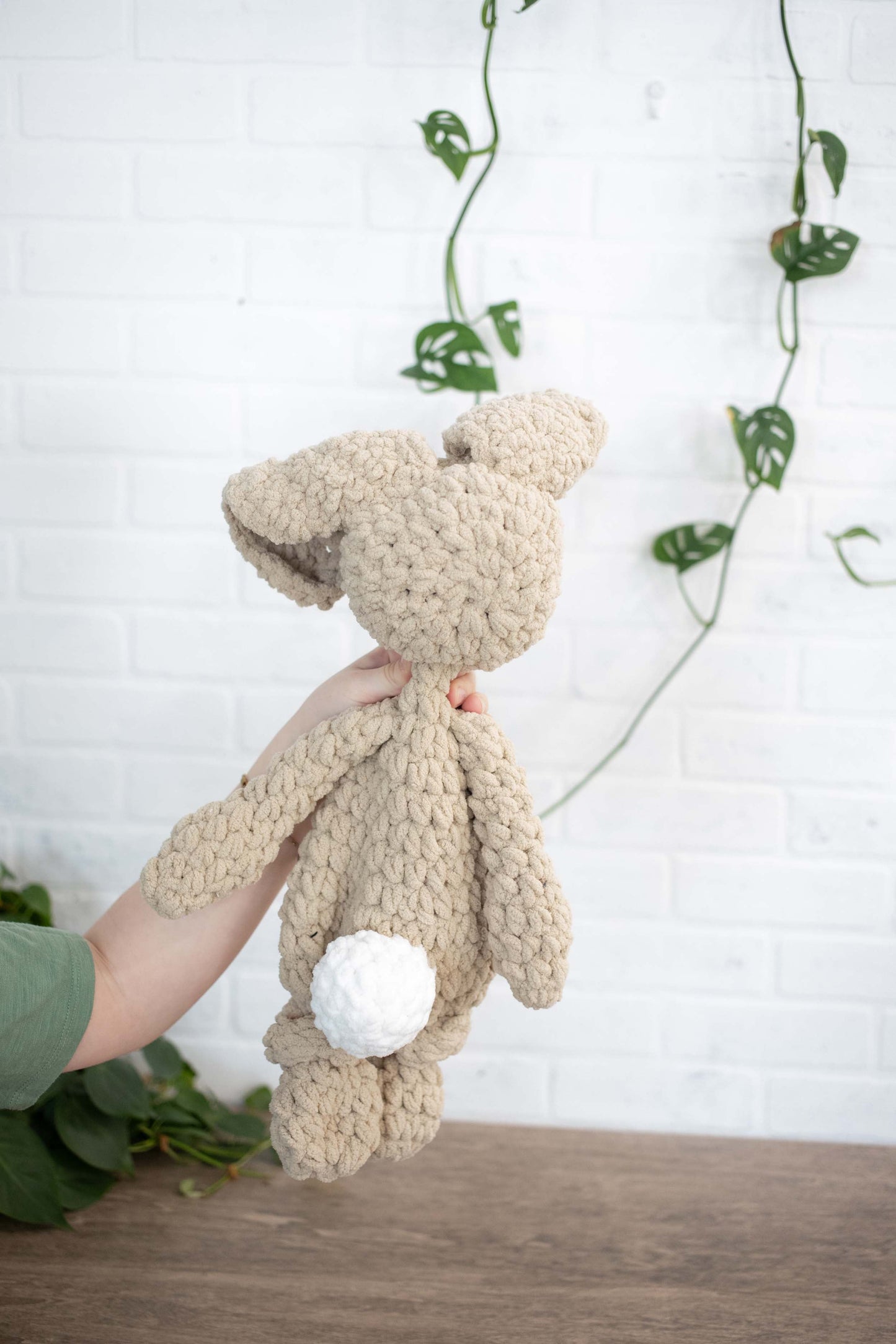 Crochet Bunny Dog Lovey, Crochet Stuffed Animal, Amigurumi Bunny Snuggler-4