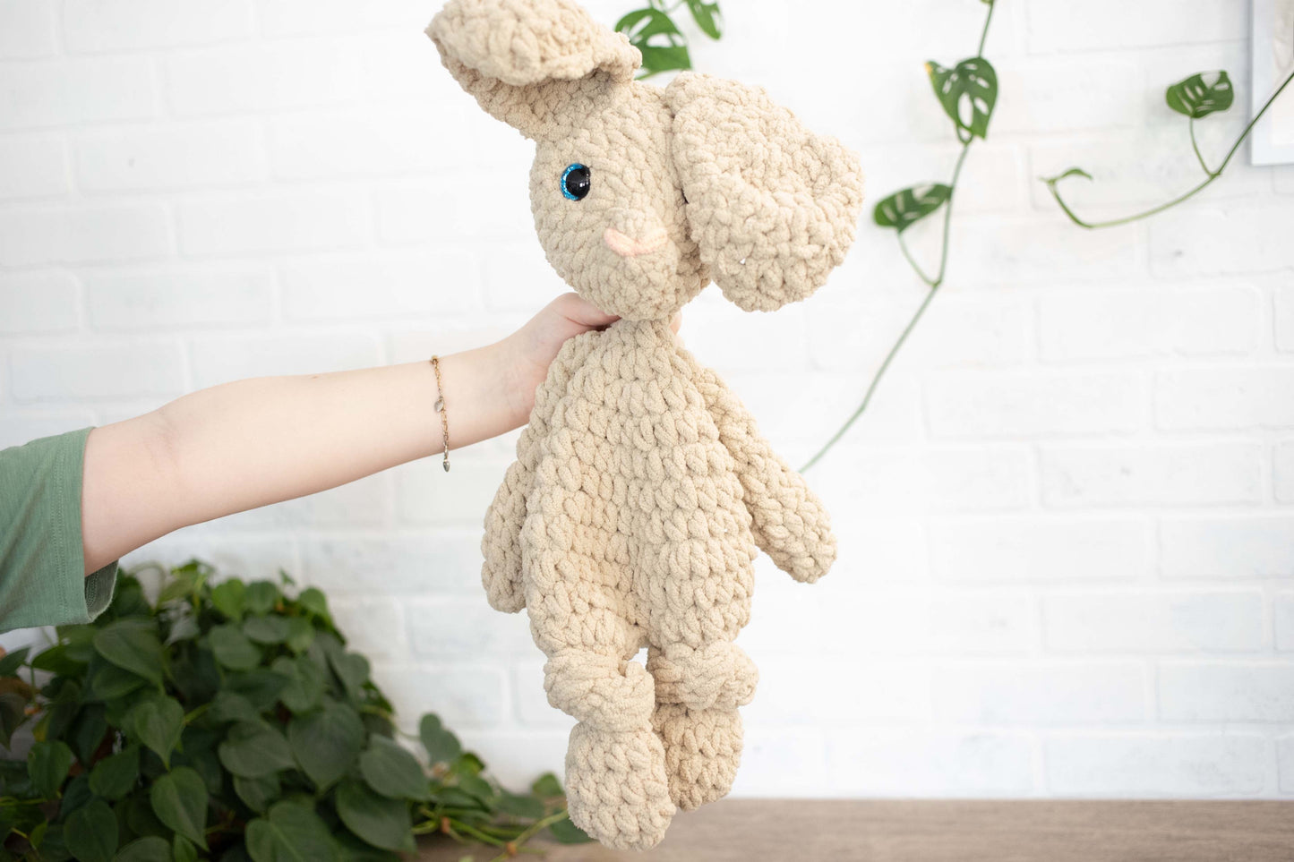 Crochet Bunny Dog Lovey, Crochet Stuffed Animal, Amigurumi Bunny Snuggler-0
