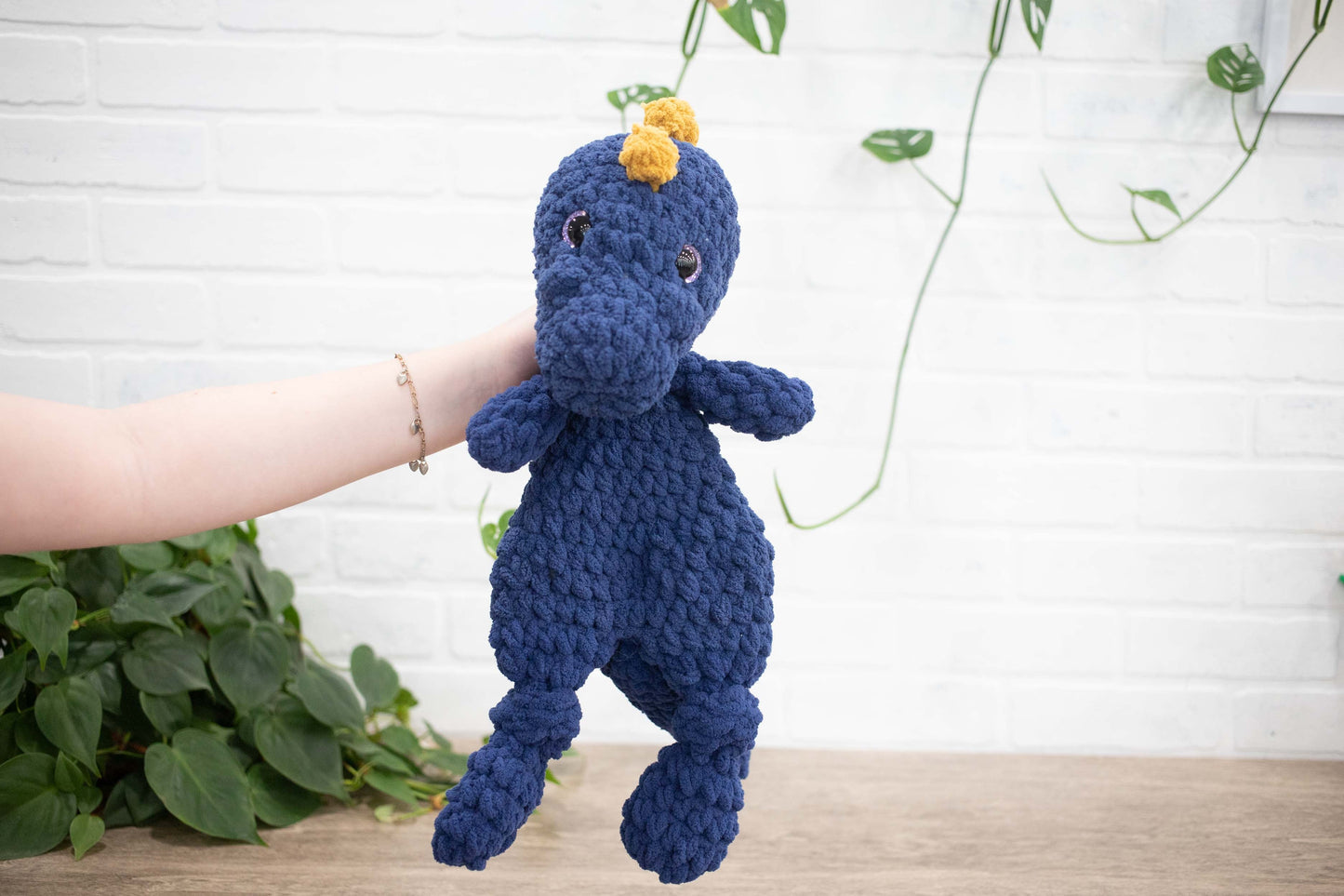 Dinosaur Lovey, Crochet Stuffed Animal, Dino Snuggler-0