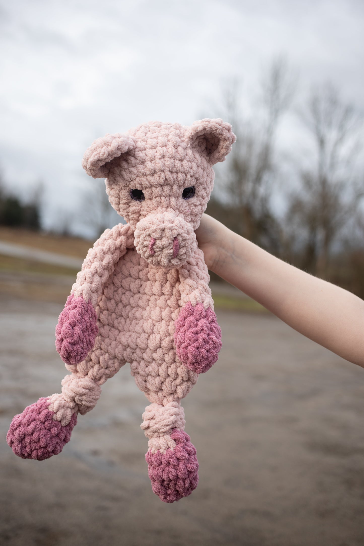 Piggy Lovey, Pig Stuffed Animal, Crochet Piglet Snuggler-0