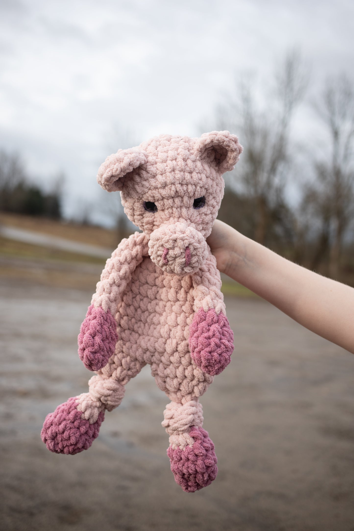 Piggy Lovey, Pig Stuffed Animal, Crochet Piglet Snuggler-2