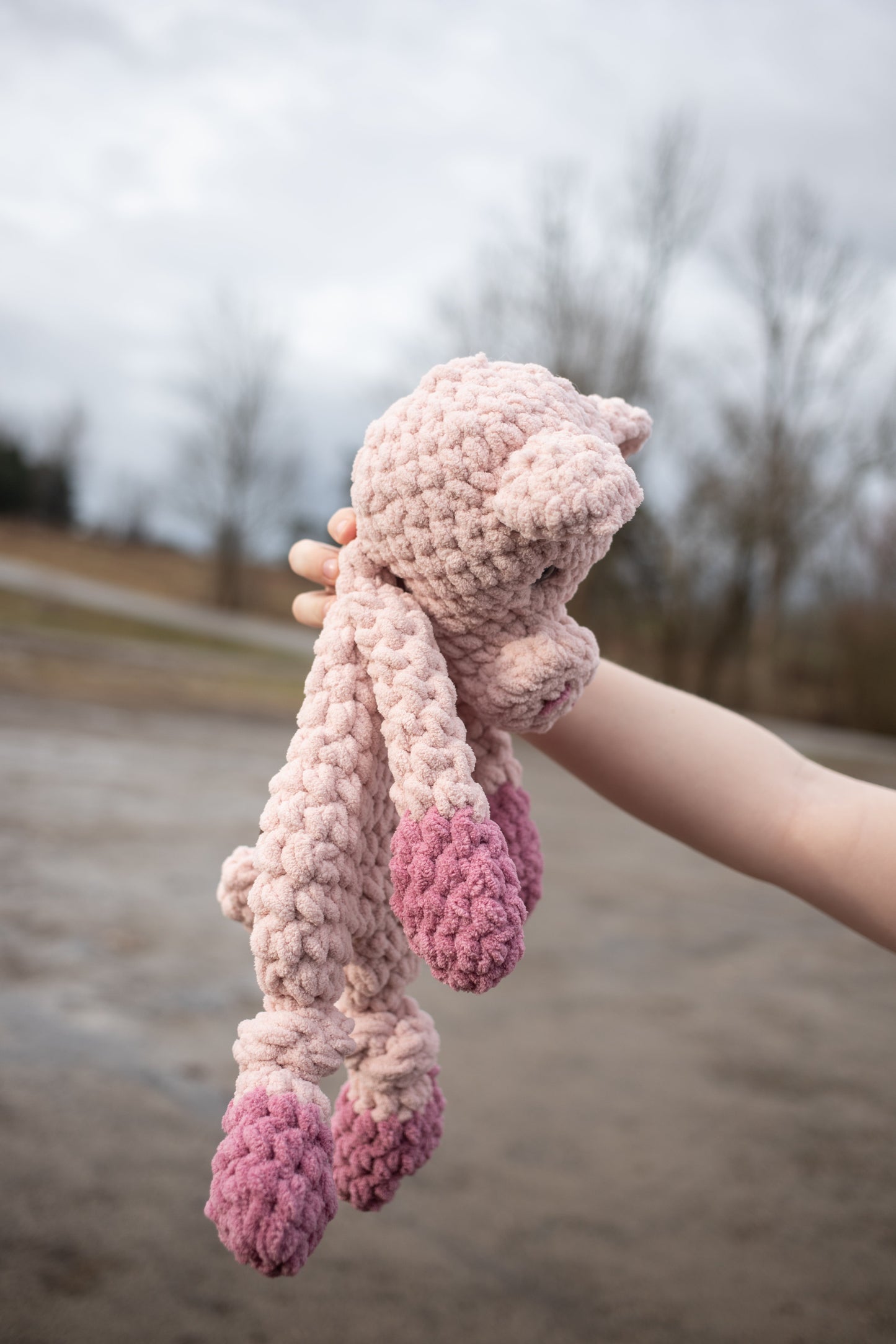 Piggy Lovey, Pig Stuffed Animal, Crochet Piglet Snuggler-3