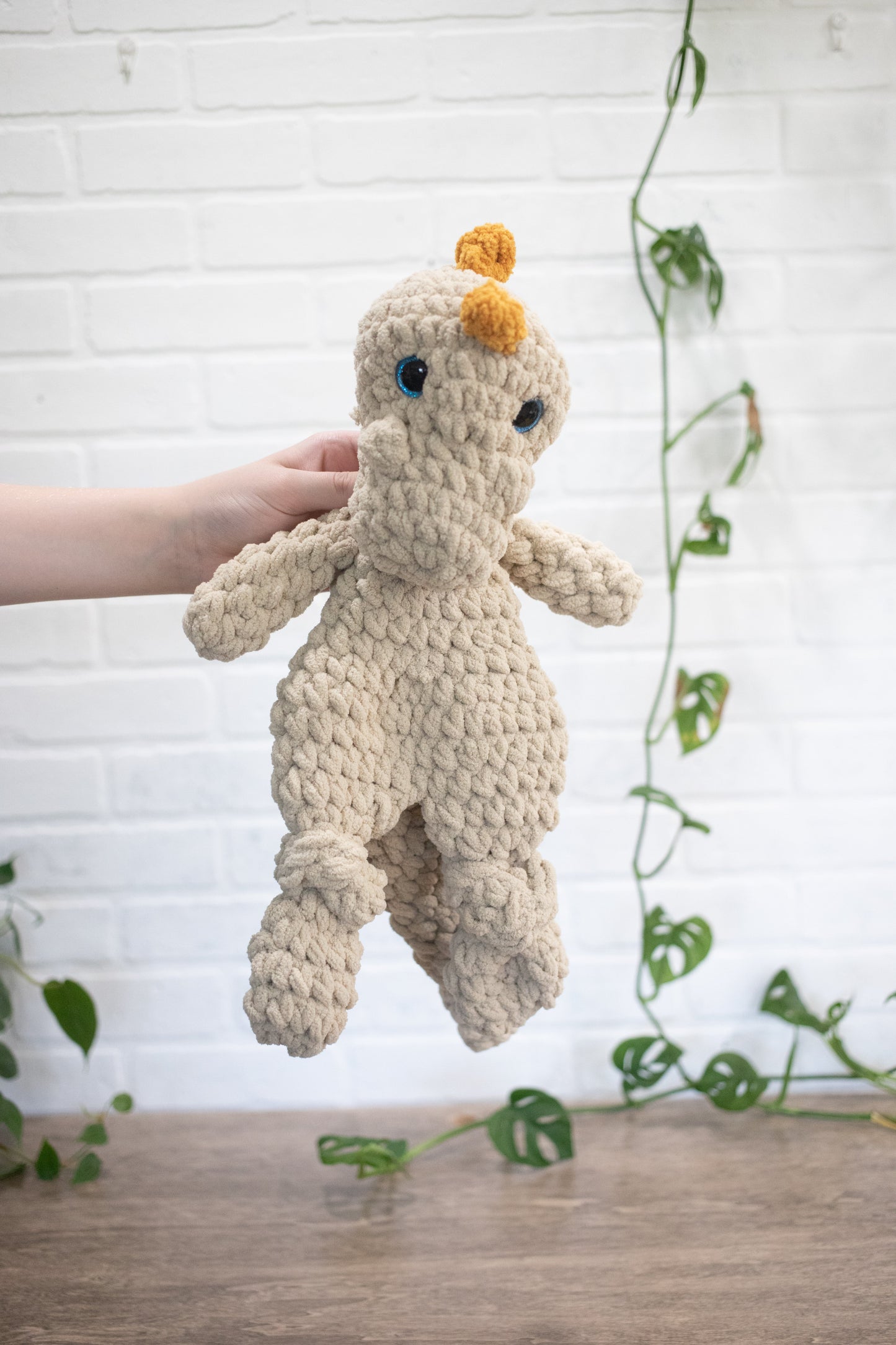 Dinosaur Lovey, Crochet Stuffed Animal, Dino Snuggler-1