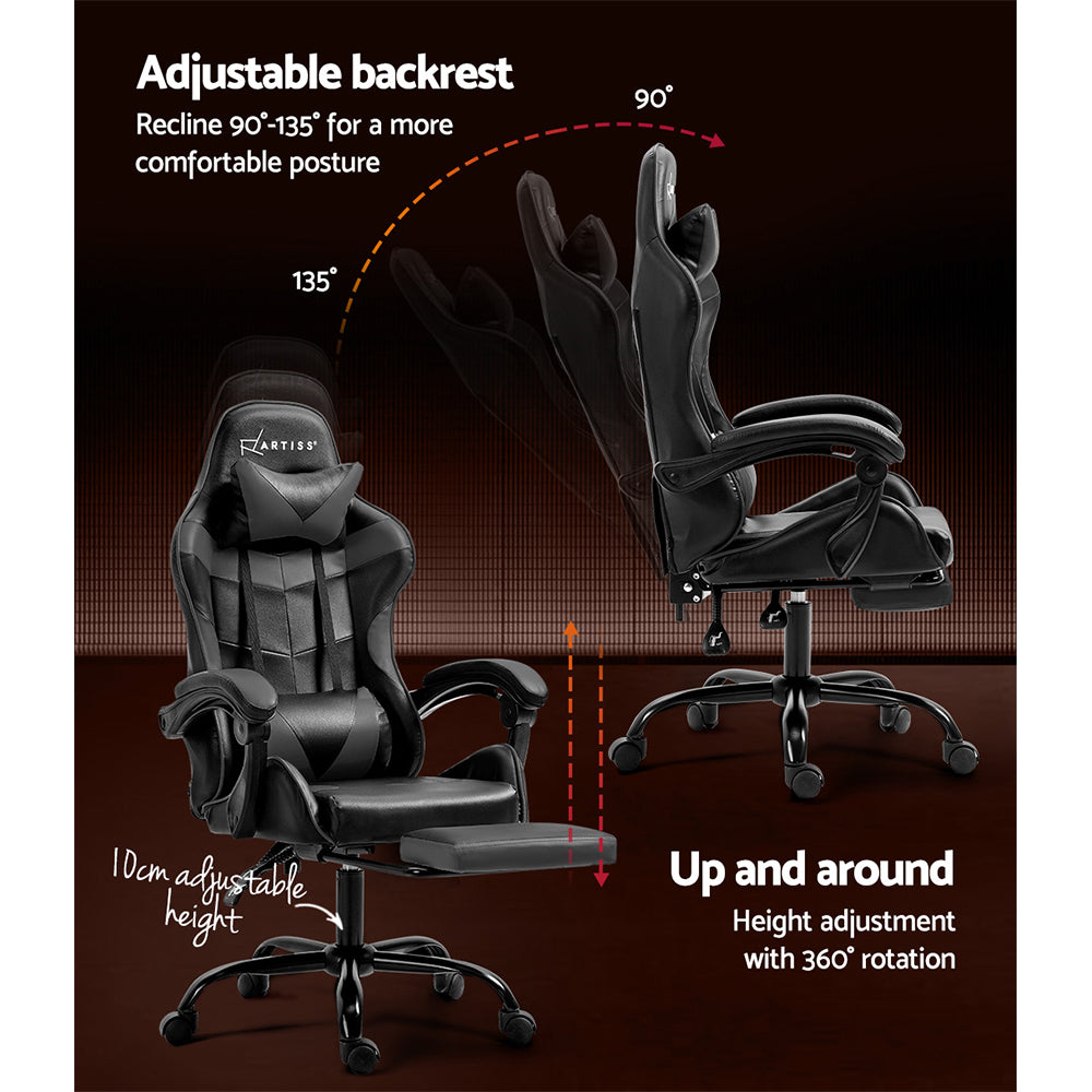 NNEDSZ Gaming Office Chair Executive Computer Leather Chairs Footrest Grey