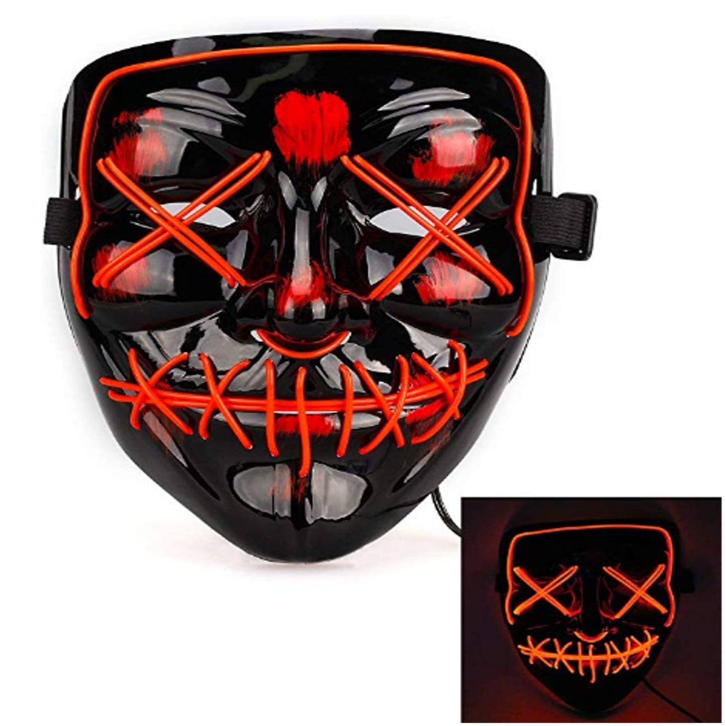 Rave EL Wire Halloween Party Mask Assorted Colors 1 Piece