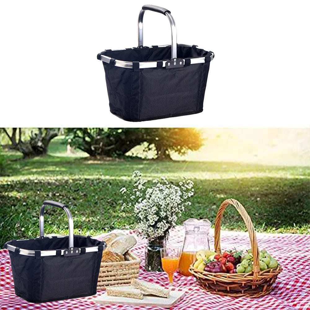 Foldable Grocery Basket with Handle for Shopping & Picnic-1