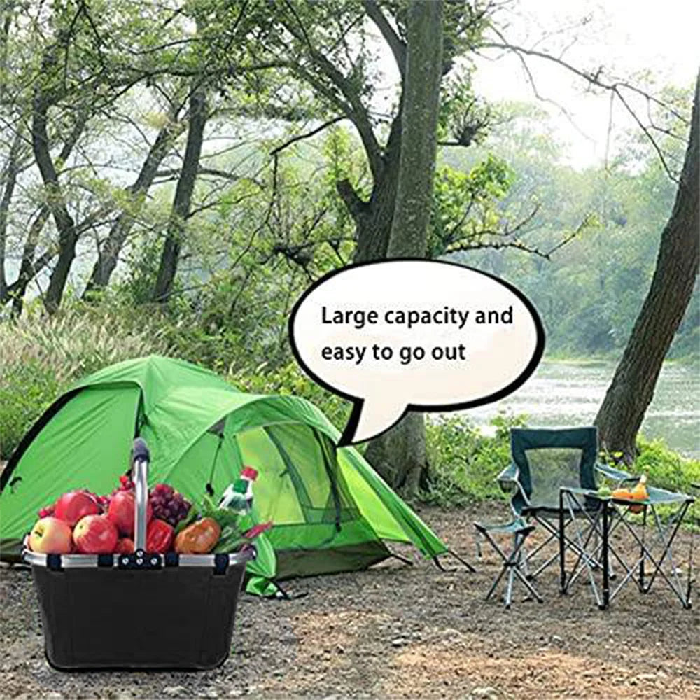 Foldable Grocery Basket with Handle for Shopping & Picnic-2