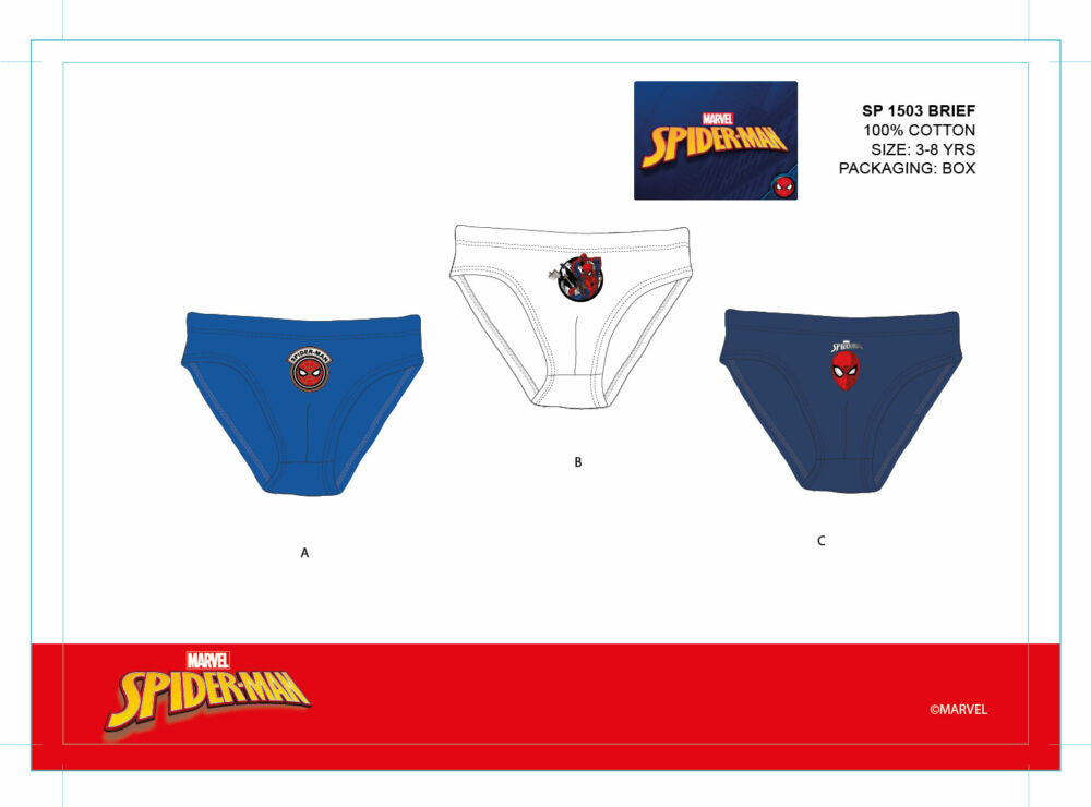 Spiderman boy's underwear - 3-piece cotton underwear - 122-128-0