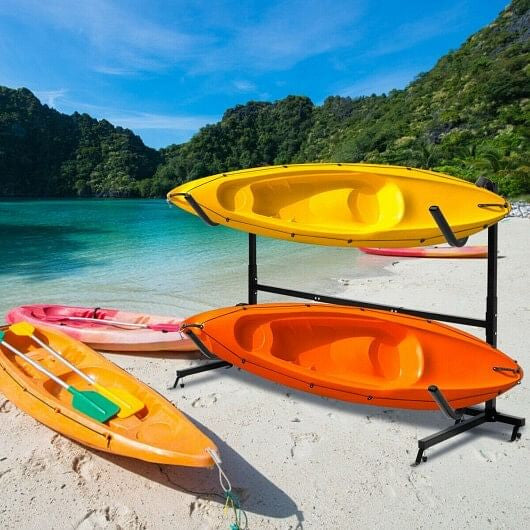 Freestanding Height Adjustable Dual Kayak Storage Rack-5