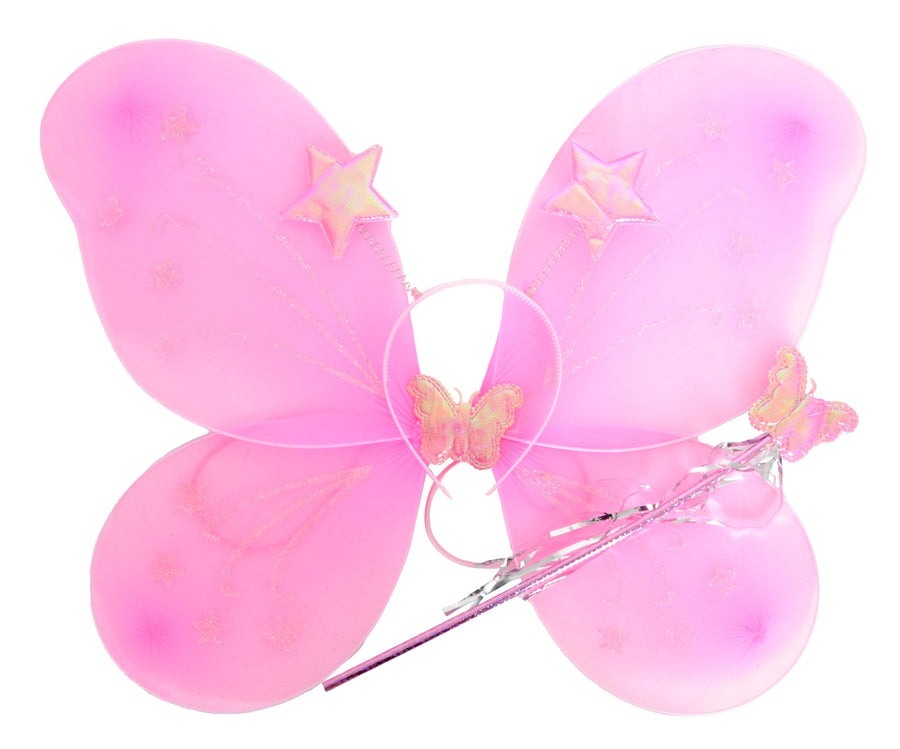 NNEDSZ Girls Kids Angel Fairy Butterfly Wing Fancy Princess Costume Party - Light Pink