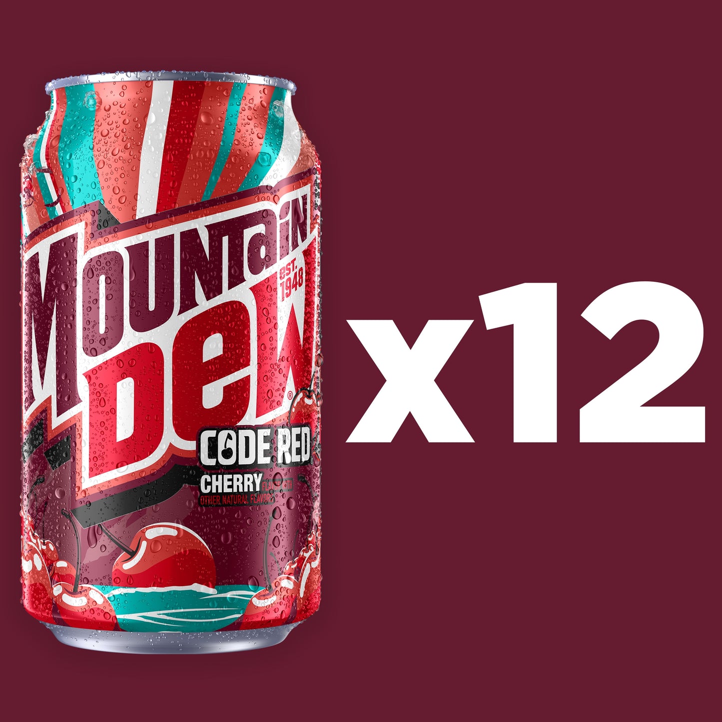 Code Red Cherry Flavored Soda Pop, 12 Fl Oz, 12 Pack Cans